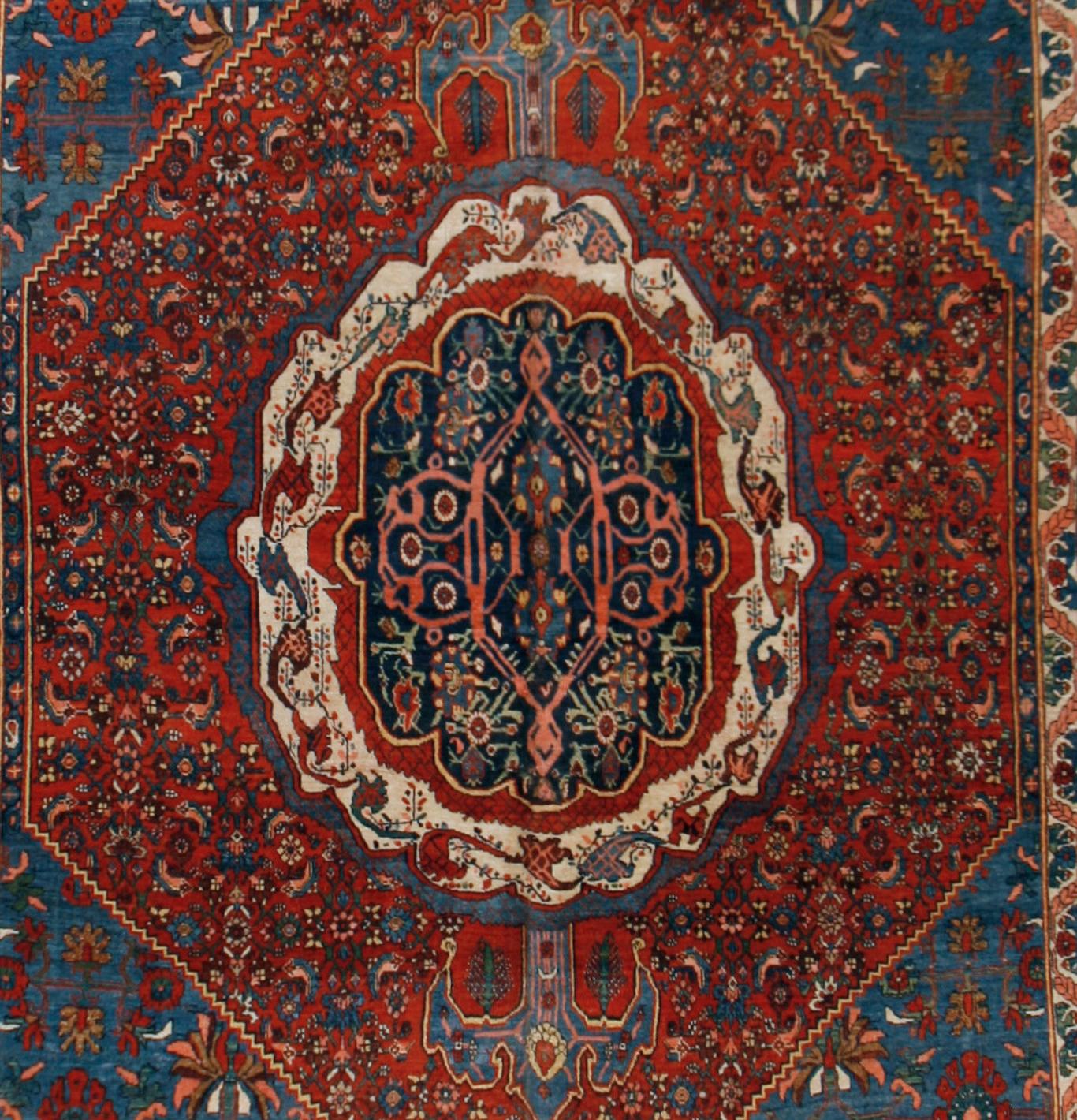 XIX secolo Tappeto antico persiano Bidjar, 7'9 x 12'2 in vendita