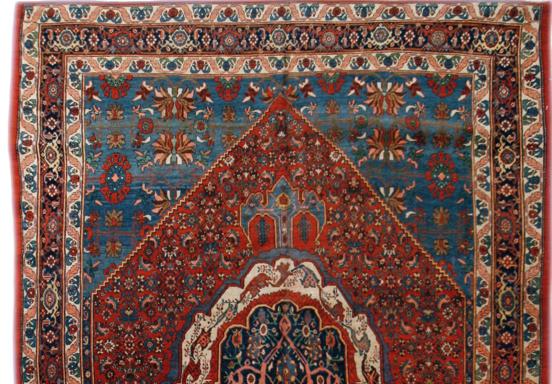 Lana Tappeto antico persiano Bidjar, 7'9 x 12'2 in vendita