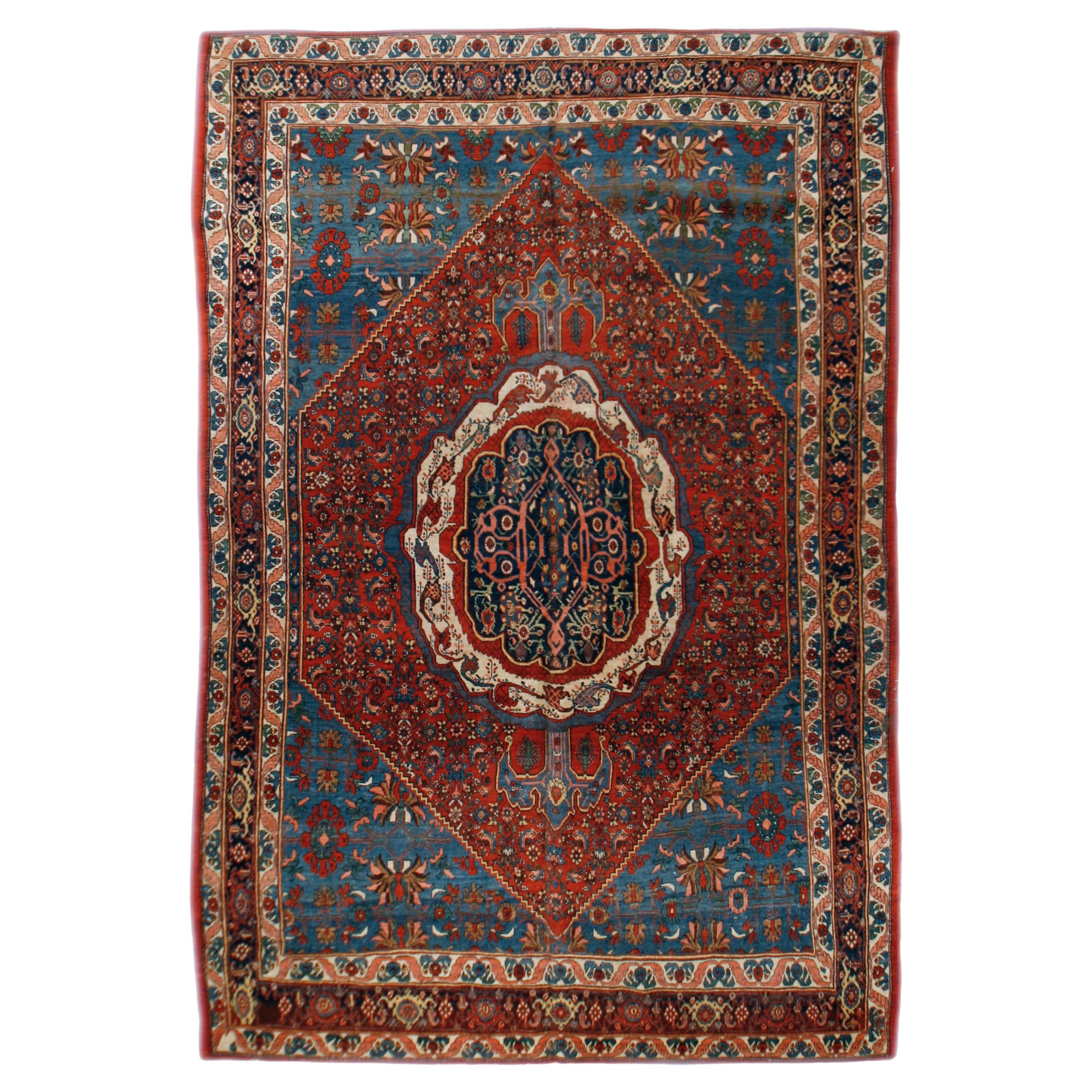 Antique Persian Bidjar Rug, 7'9 x 12'2 For Sale