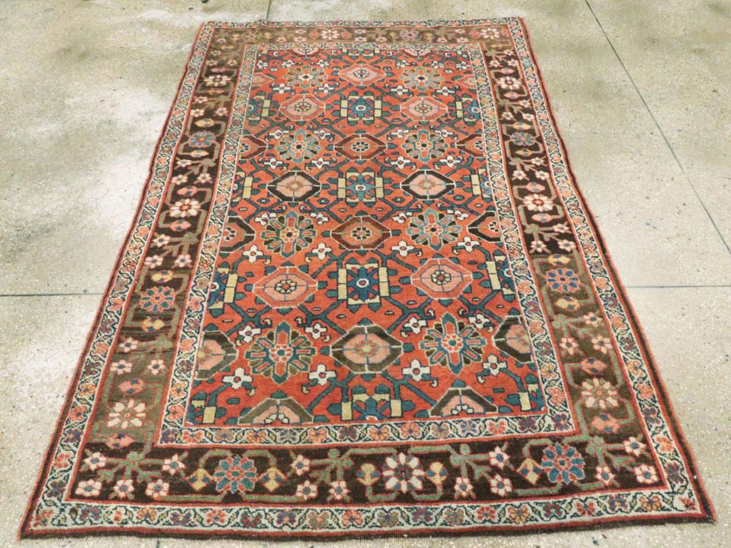 Hand-Knotted Antique Persian Bidjar Rug For Sale