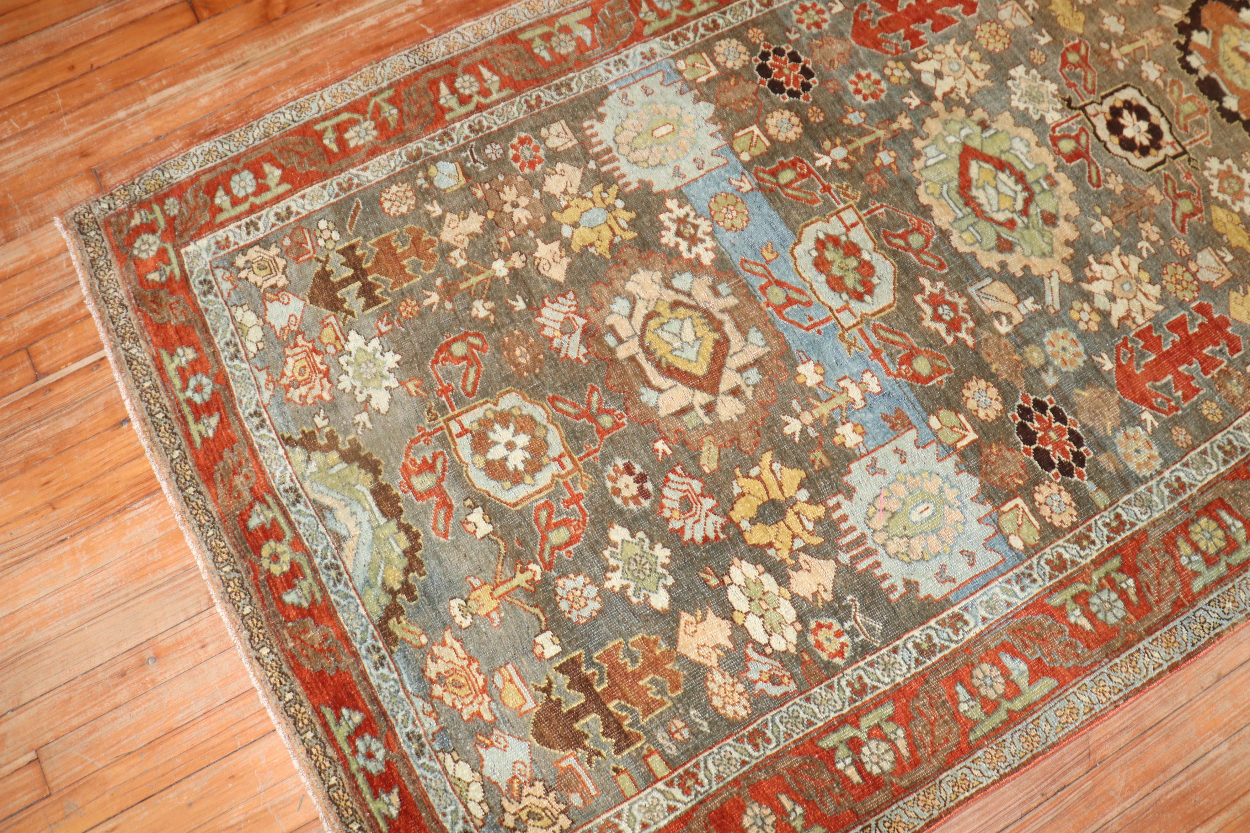 Hand-Knotted Antique Persian Bidjar Rug For Sale