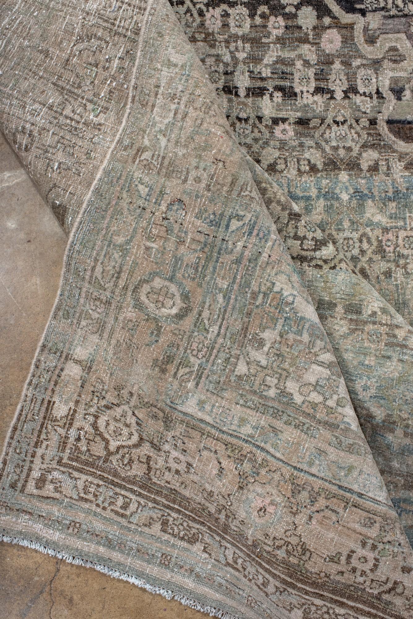 Antique Persian Bidjar Rug in Faded Earth and Sky Tones For Sale 2