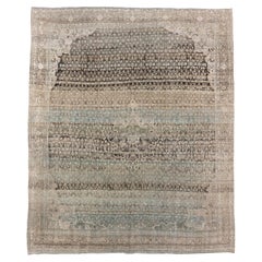 Antique Persian Bidjar Rug in Faded Earth and Sky Tones