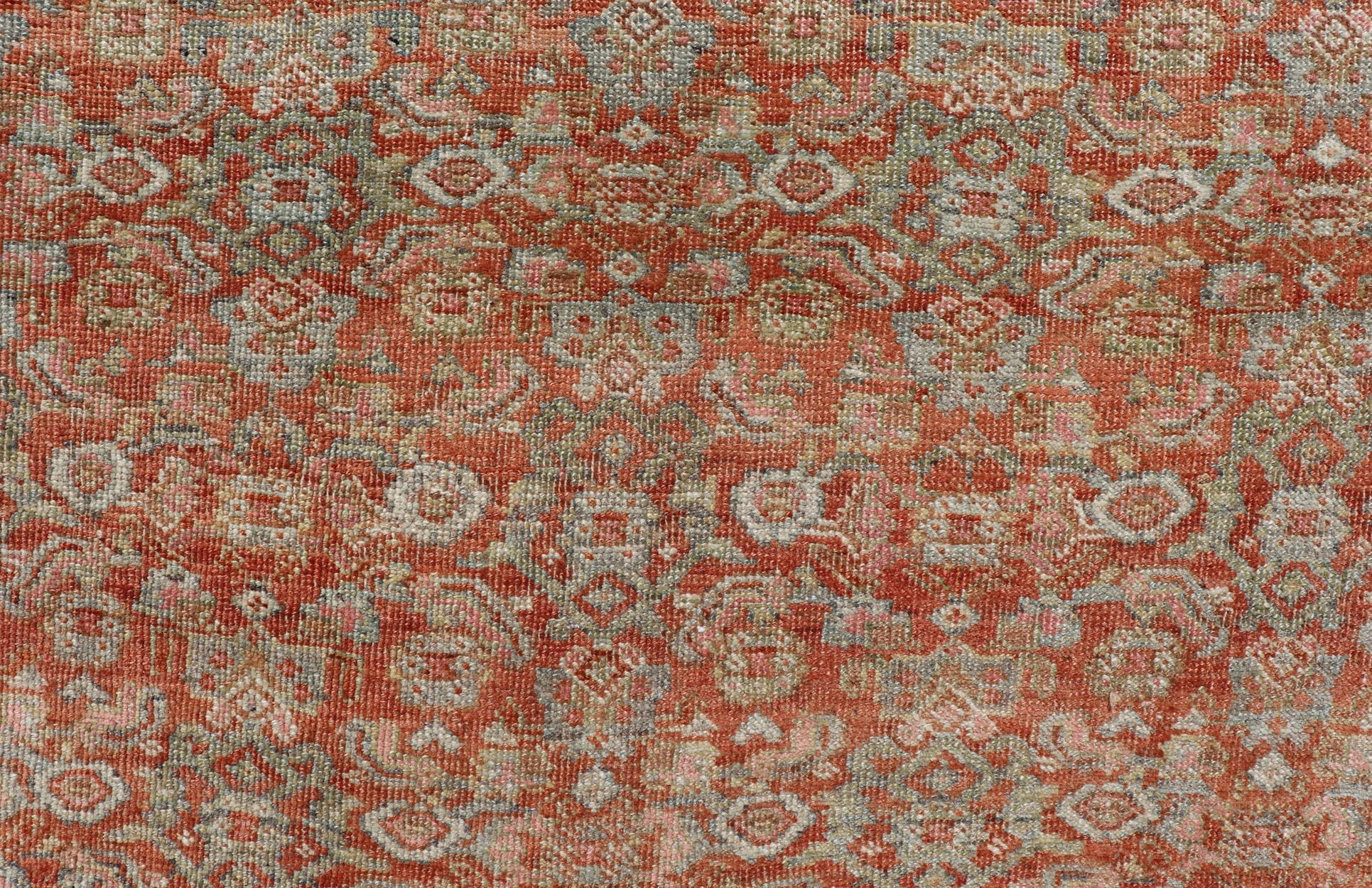 Alfombra Persa Antigua Bidjar De Diseño Herati Con Medallón En Suaves Colores Atenuados siglo XX en venta
