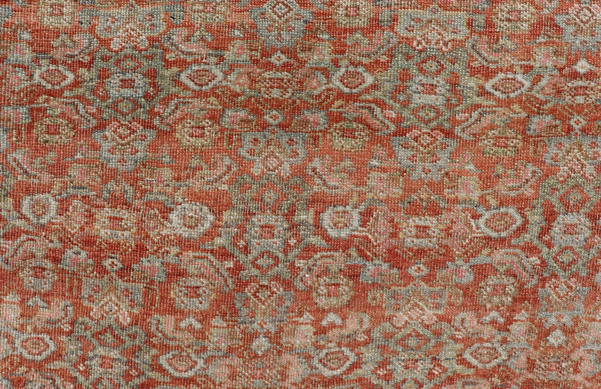 20th Century Antique Persian Bidjar Rug In Herati Design With Medallion In Soft Muted Colors  For Sale