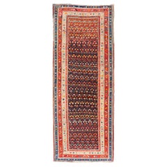 Antique Persian Bidjar Rug, Navy and Red Geometric Design 3'7" X 9'6"