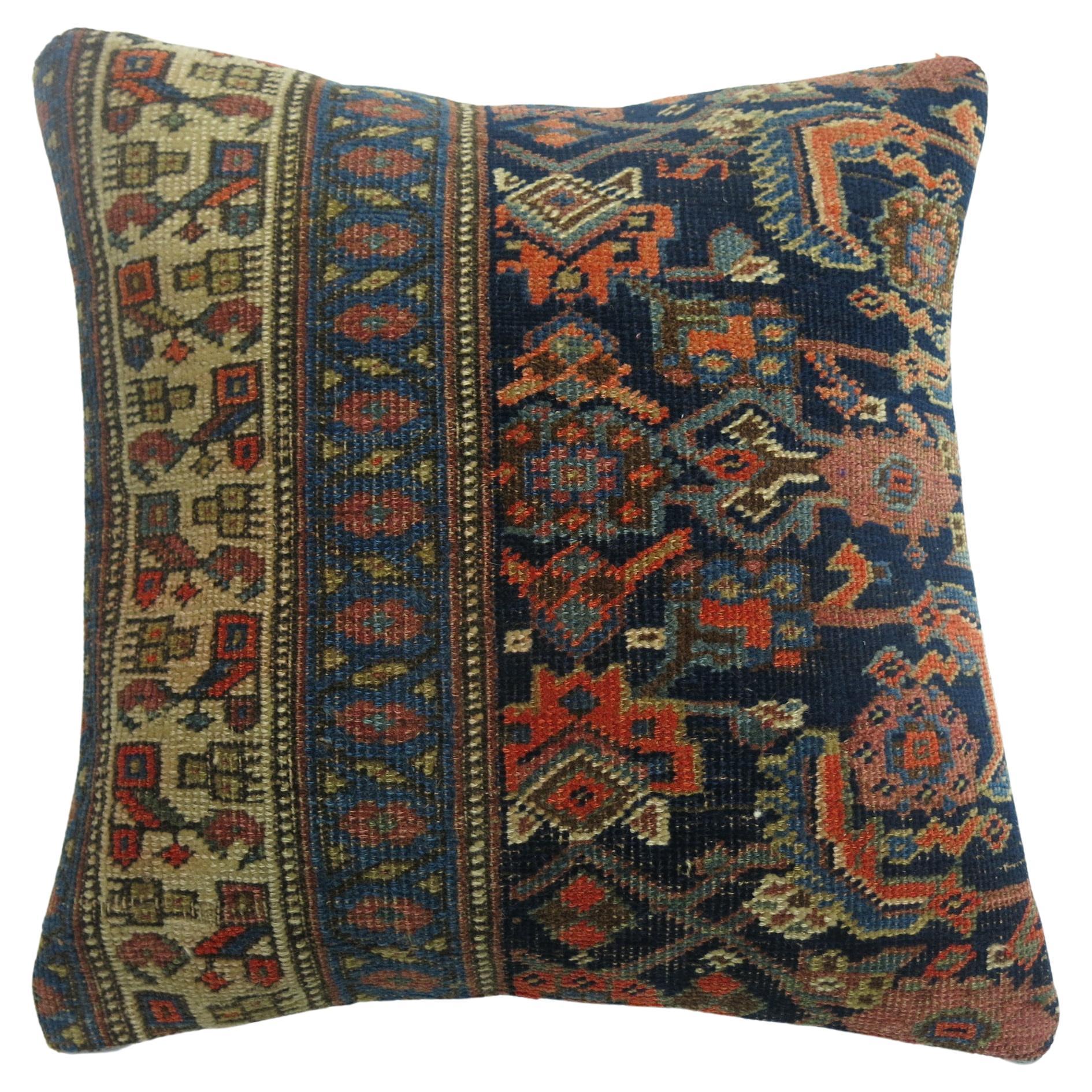 Antique Persian Bidjar Rug Pillow For Sale