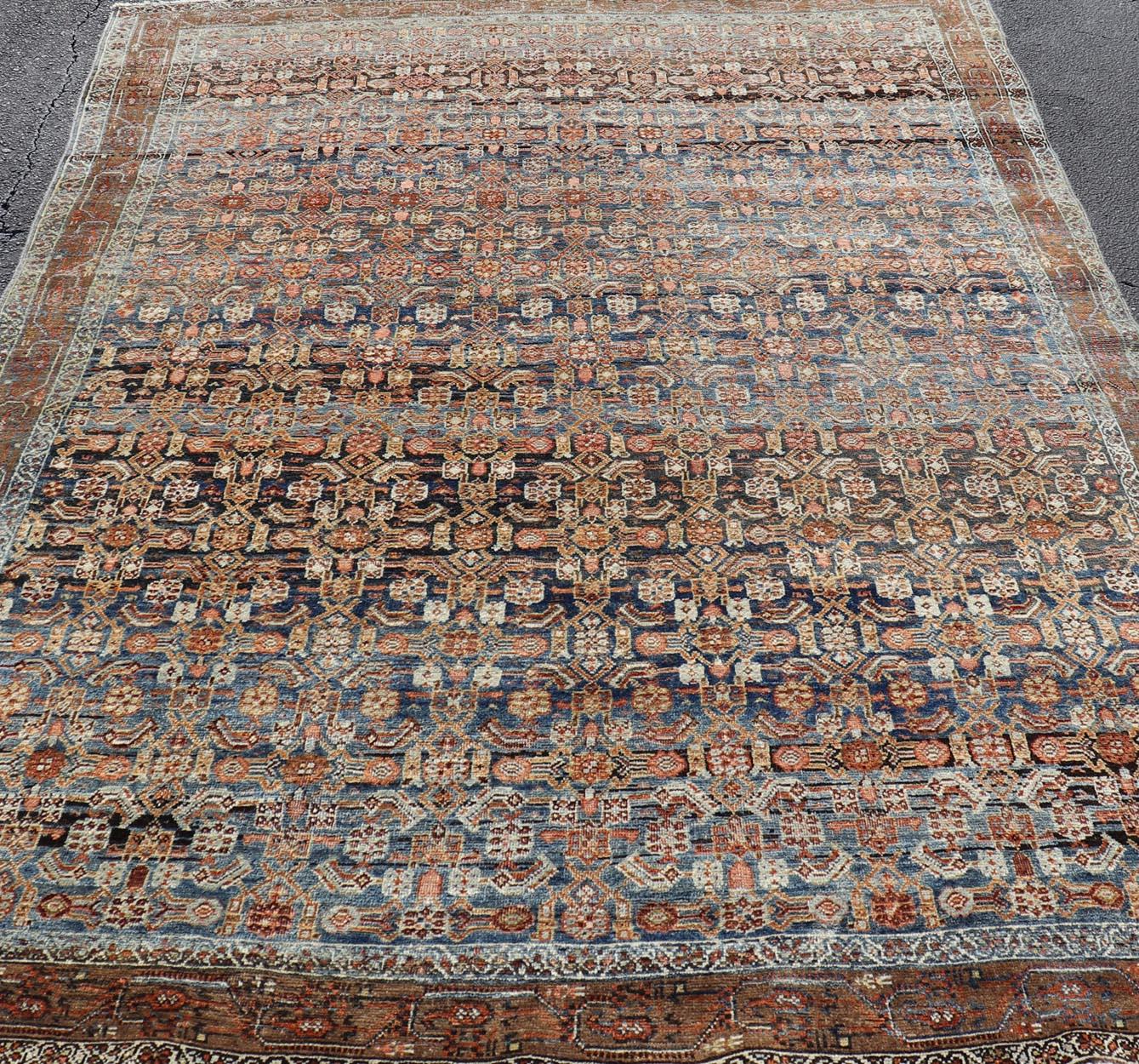 Antiker persischer Bidjar-Teppich mit All-Over-Gitterdesign 6'9 x 9'5 im Angebot 4