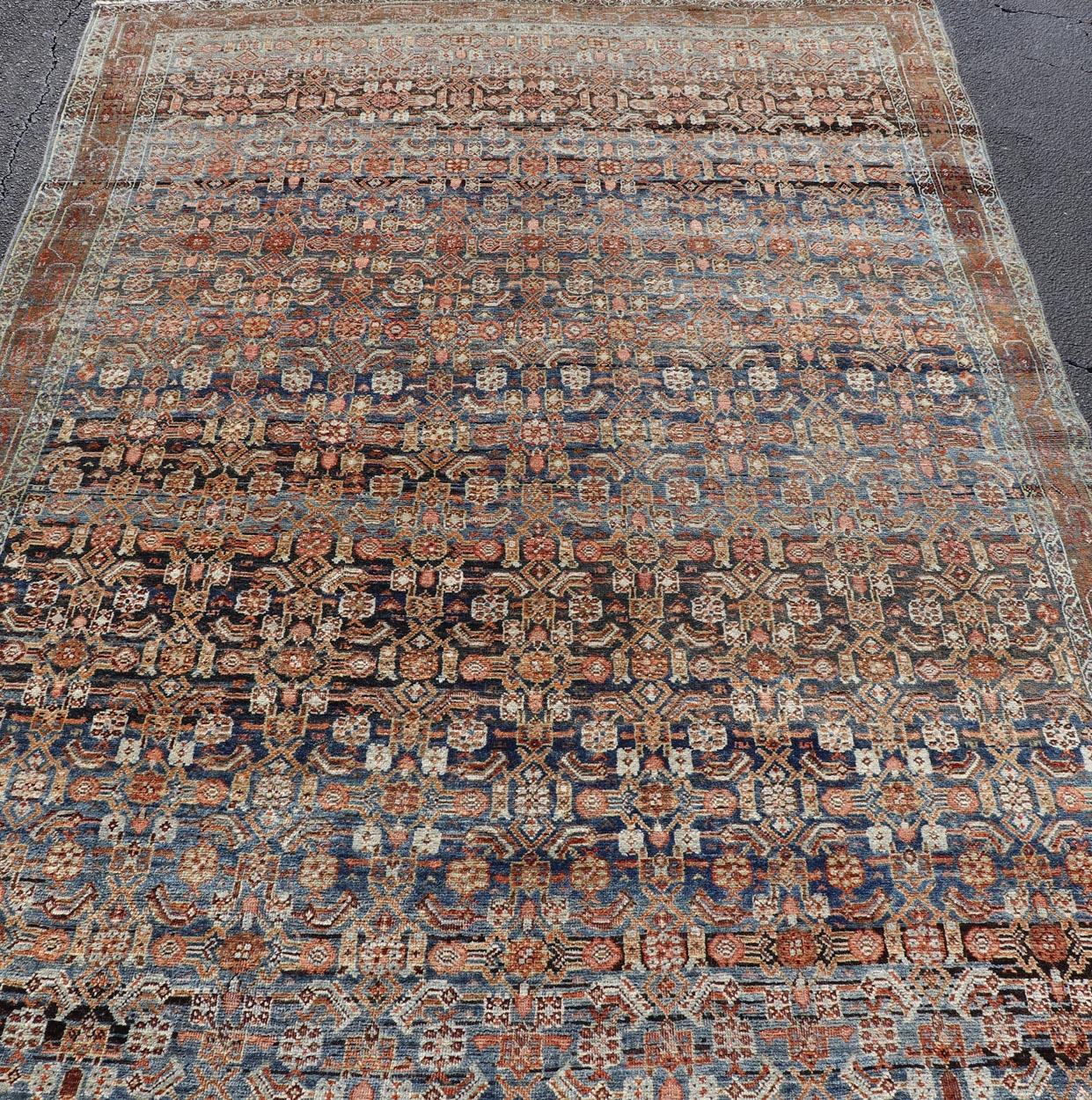 Antiker persischer Bidjar-Teppich mit All-Over-Gitterdesign 6'9 x 9'5 im Angebot 5