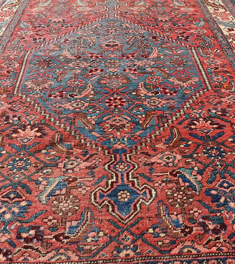 Hand-Knotted Antique Persian Bidjar Rug with All-Over Sub-Geometric Medallion Design For Sale
