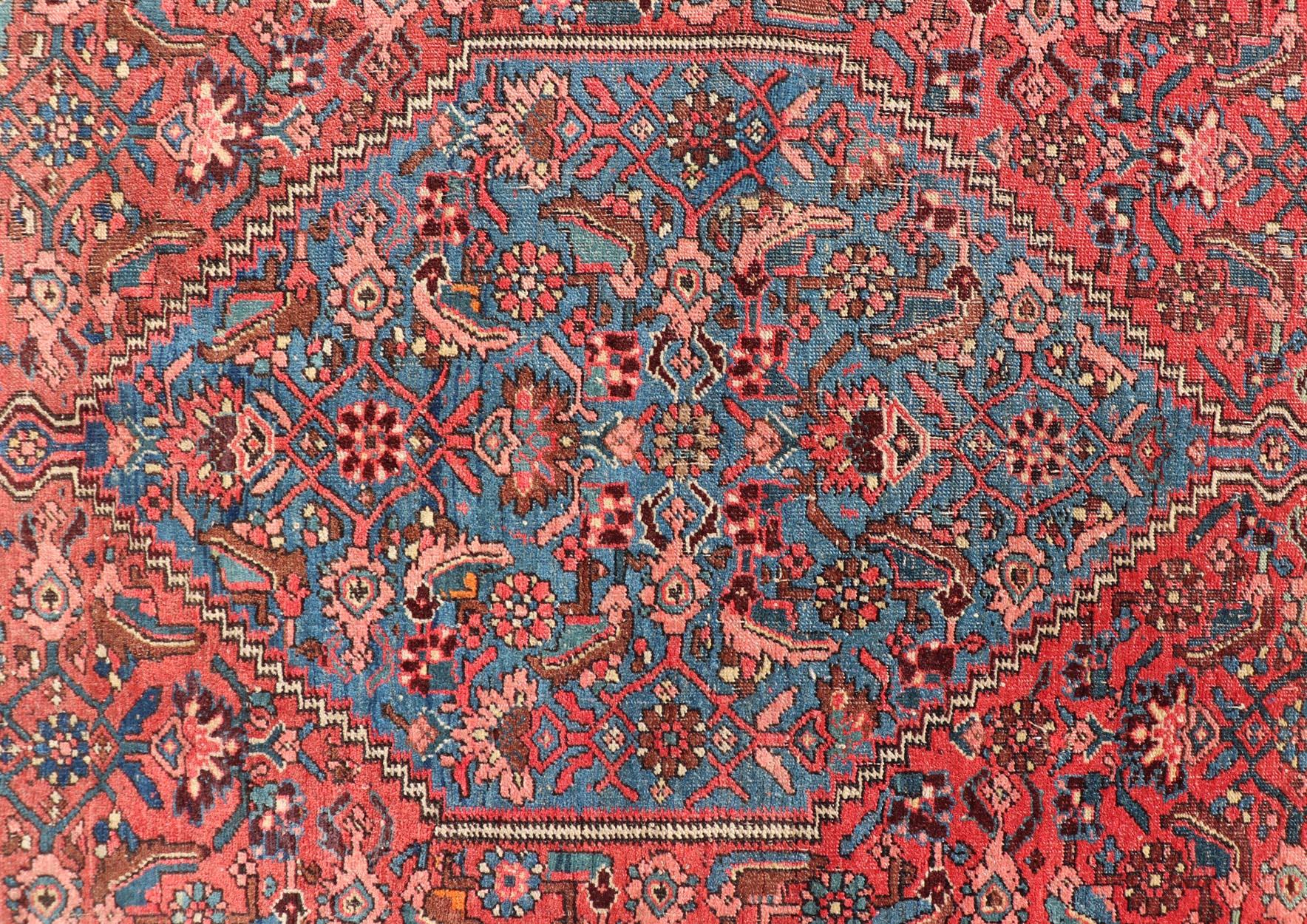 Antique Persian Bidjar Rug with All-Over Sub-Geometric Medallion Design In Good Condition For Sale In Atlanta, GA