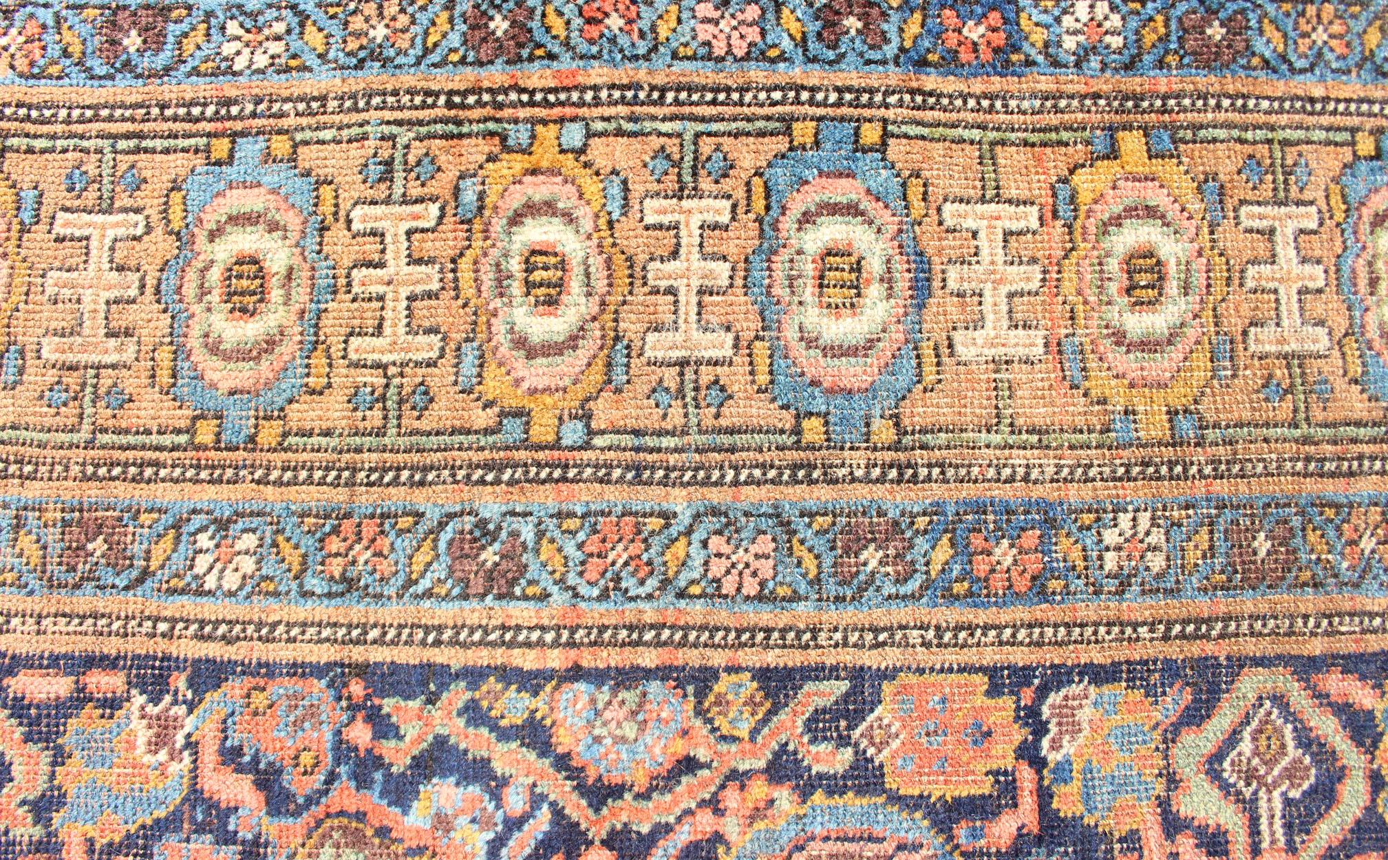 Antiker persischer Bidjar-Teppich mit Atll über Medaillon-Muster in Orange 4'6 x 7'8 (Malayer) im Angebot