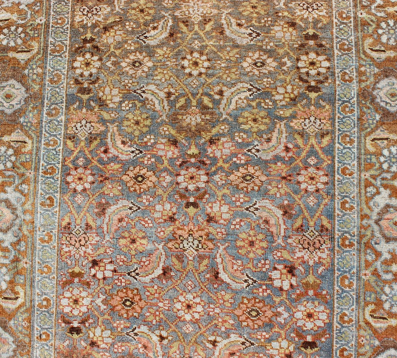 Ornate flower design Bidjar antique Persian rug in a variety of colors, Keivan Woven Arts/rug EMA-7545, country of origin / type: Iran / Bidjar, circa 1900

This magnificent Bidjar with an exquisite, all-over pattern, rests beautifully on a light