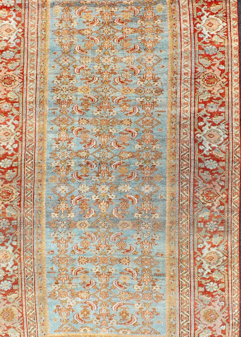 Antique Persian Bidjar Rug with Blossoming Floral Design in Light Blue ...