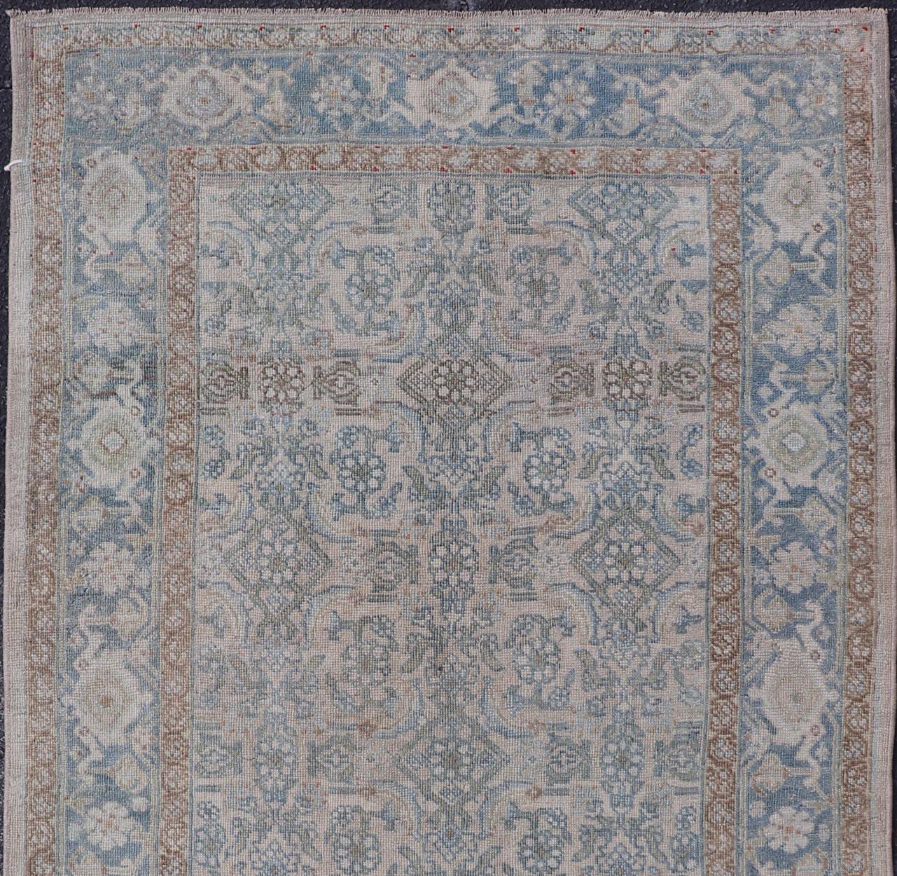 Tribale Tappeto persiano antico Bidjar con motivi floreali e colori tenui 3'4