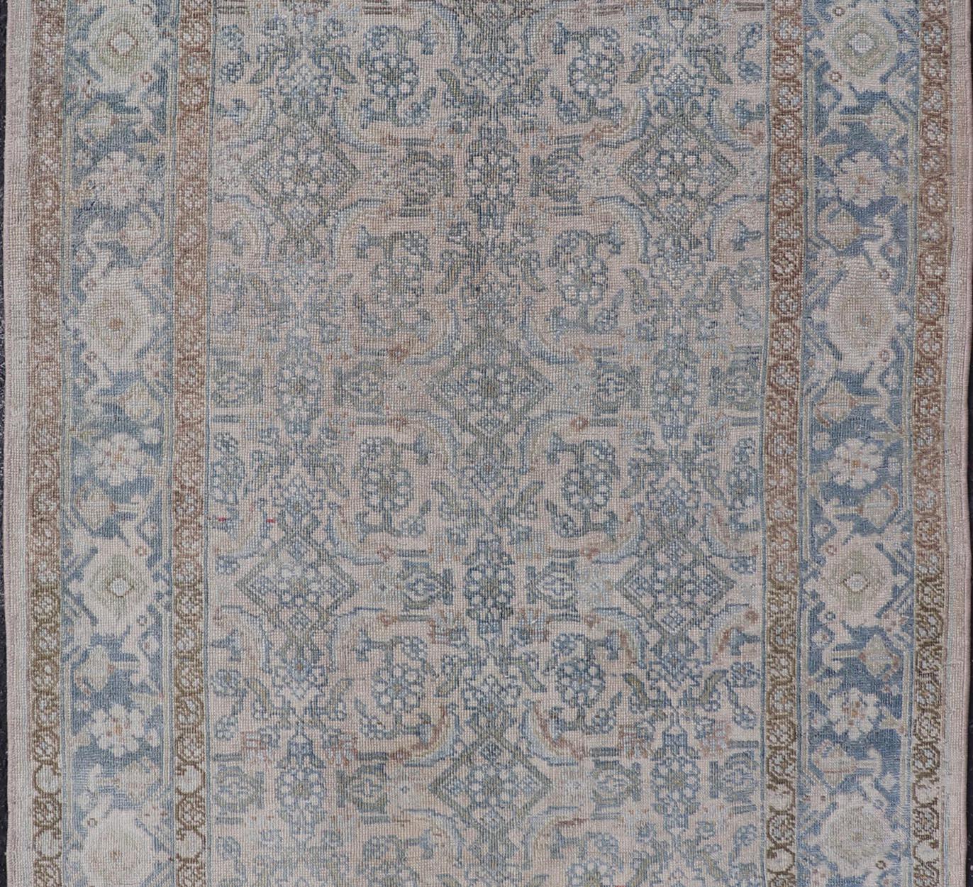 Persiano Tappeto persiano antico Bidjar con motivi floreali e colori tenui 3'4