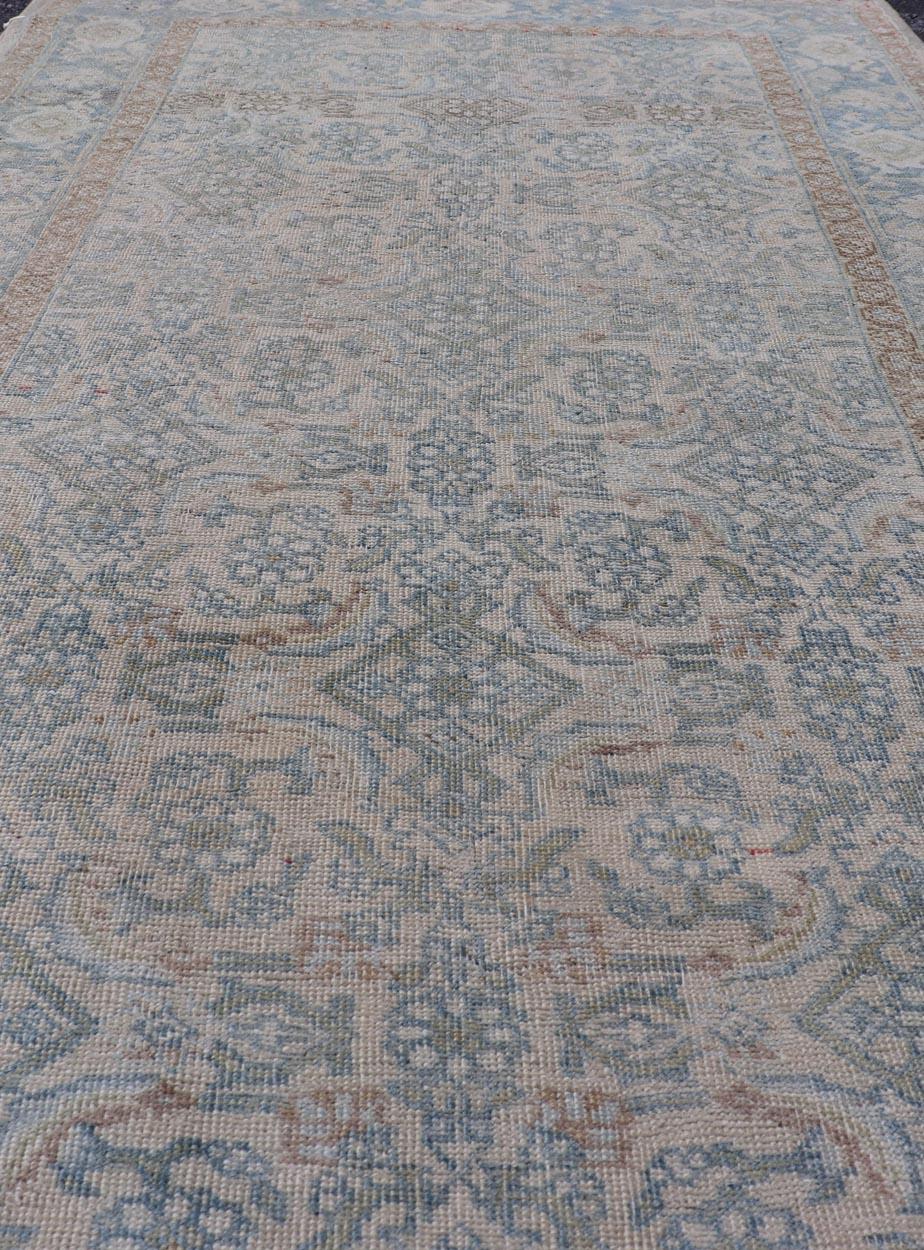 Lana Tappeto persiano antico Bidjar con motivi floreali e colori tenui 3'4