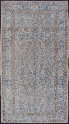 Tappeto persiano antico Bidjar con motivi floreali e colori tenui 3
4" X6
5"