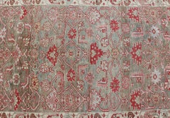 Antique Persian Bidjar Rug with Geometric Herati Design in Light Green and Red