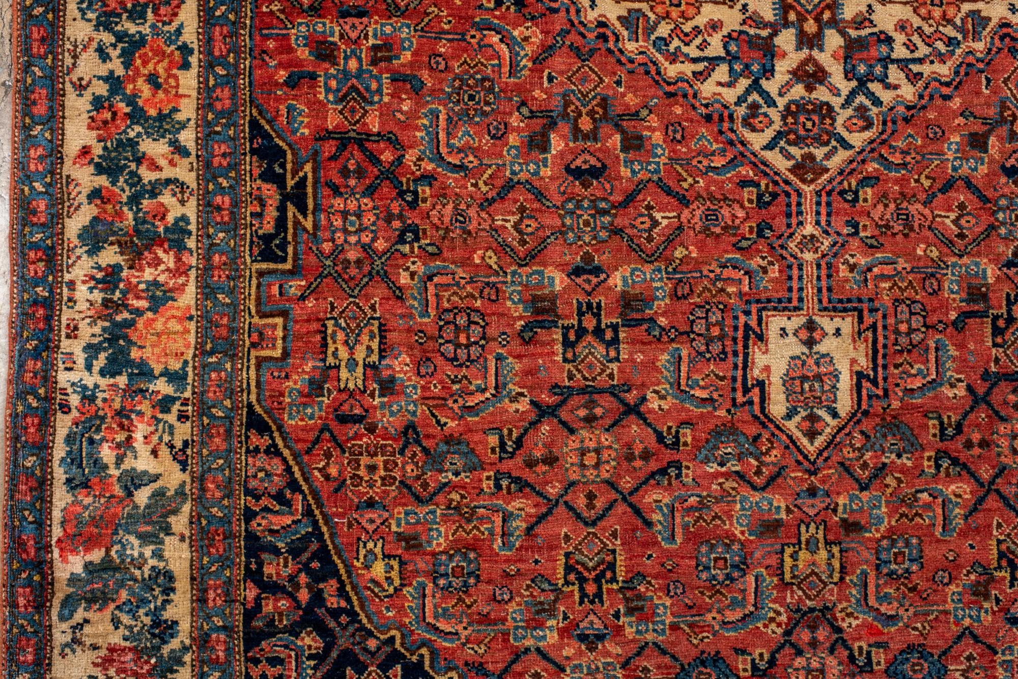 Antique Persian Bidjar Rug with Large Medallion & Floral Borders. im Zustand „Gut“ im Angebot in New York, NY