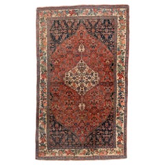 Antique Persian Bidjar Rug with Large Medallion
Floral Borders.