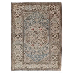 Antique Persian Bidjar Rug with Medallion and Detailed Floral Design 4'1 x 5'10