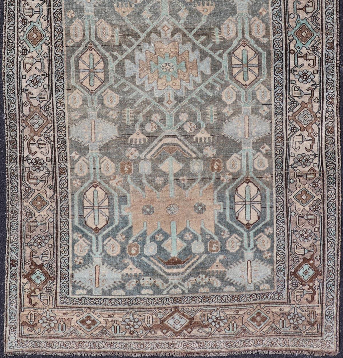 Antique Persian Bidjar Rug with Rich Tones and Intricate Patterns 4'5