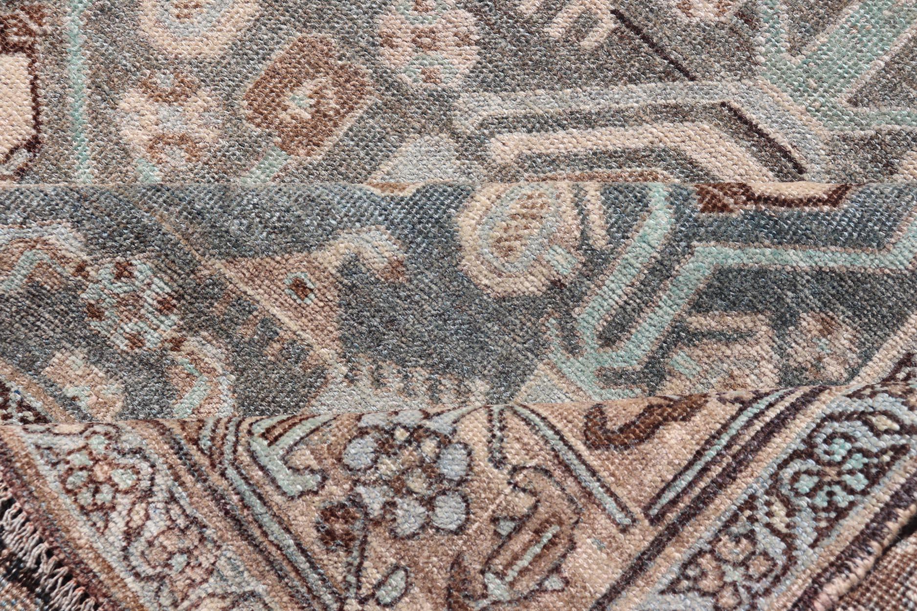 Antique Persian Bidjar Rug with Rich Tones and Intricate Patterns 4'5