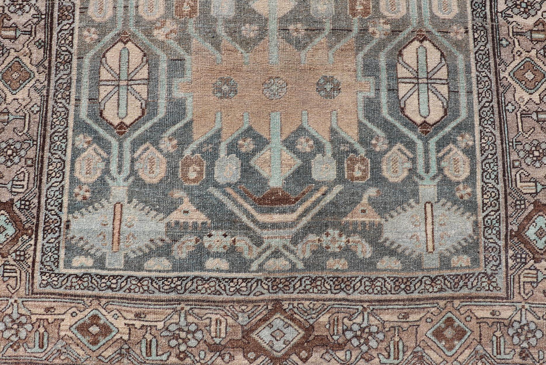 Persiano Antique Persian Bidjar Rug with Rich Tones and Intricate Patterns 4'5