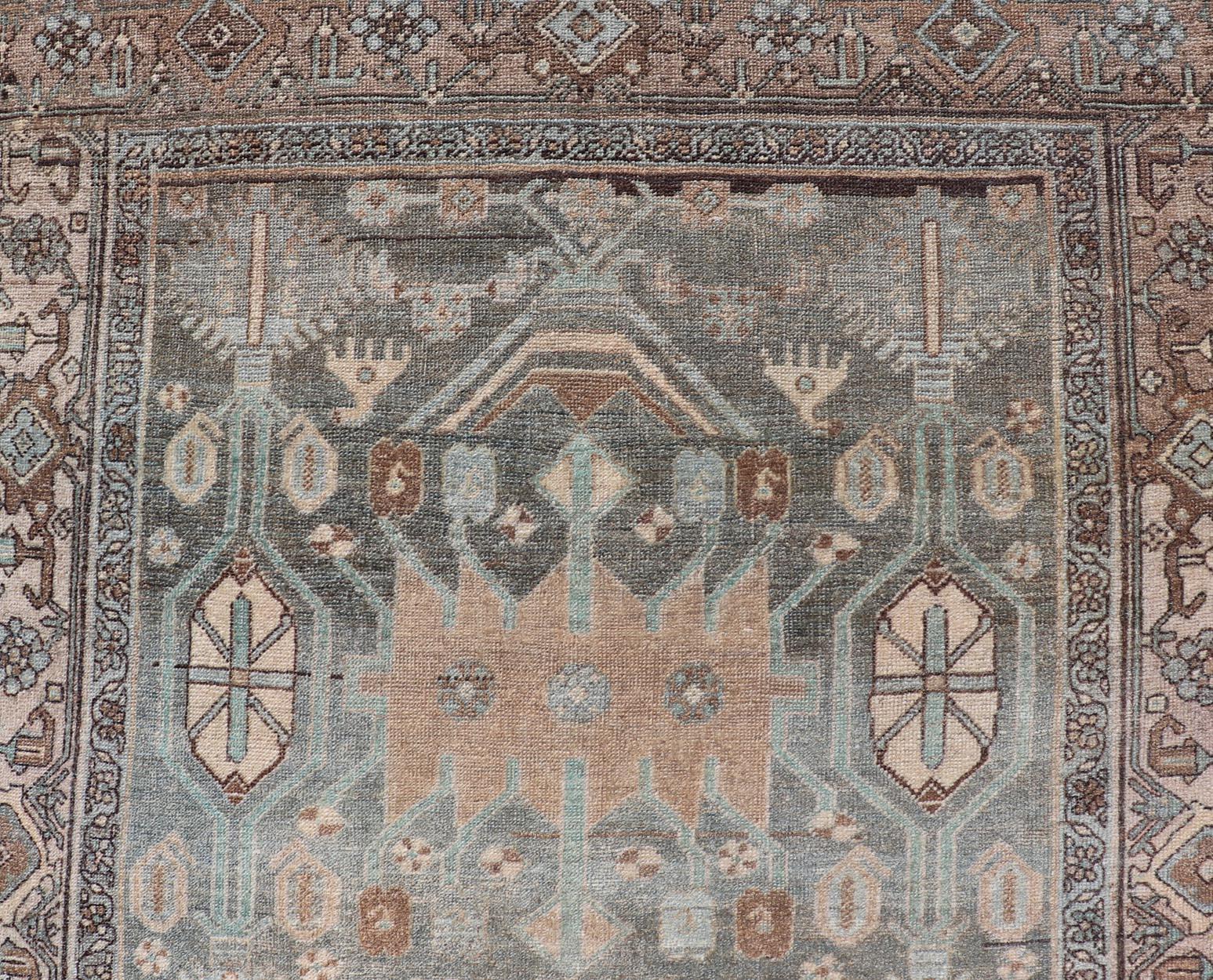 Antique Persian Bidjar Rug with Rich Tones and Intricate Patterns 4'5