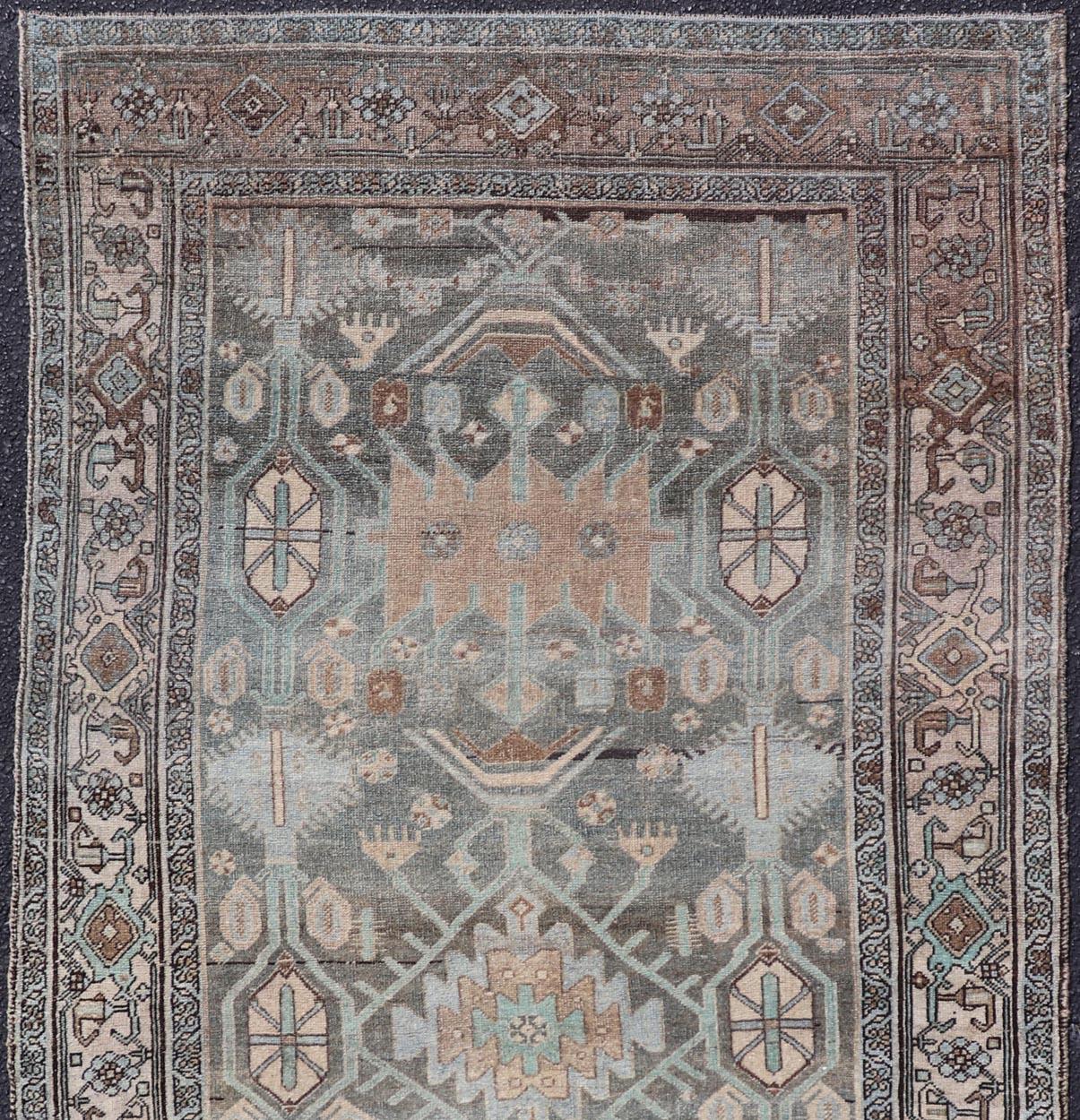Lana Antique Persian Bidjar Rug with Rich Tones and Intricate Patterns 4'5