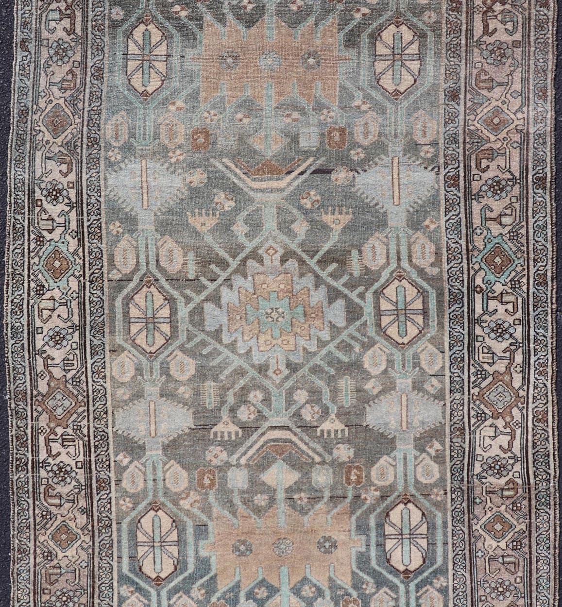 Antique Persian Bidjar Rug with Rich Tones and Intricate Patterns 4'5