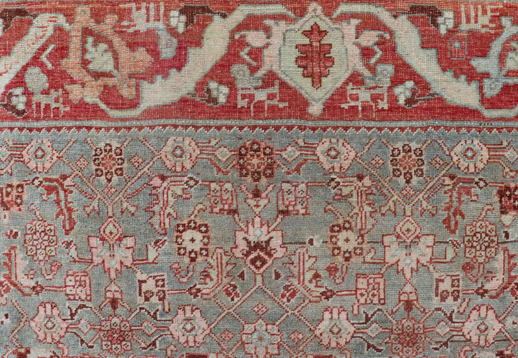 All over Herati flower design, antique Bidjar Persian rug in a variety of muted colors, rug EMB-9537-04-P13030, country of origin / type: Iran / Bidjar, circa 1900

This magnificent Bidjar with an exquisite, all-over Herati pattern, rests
