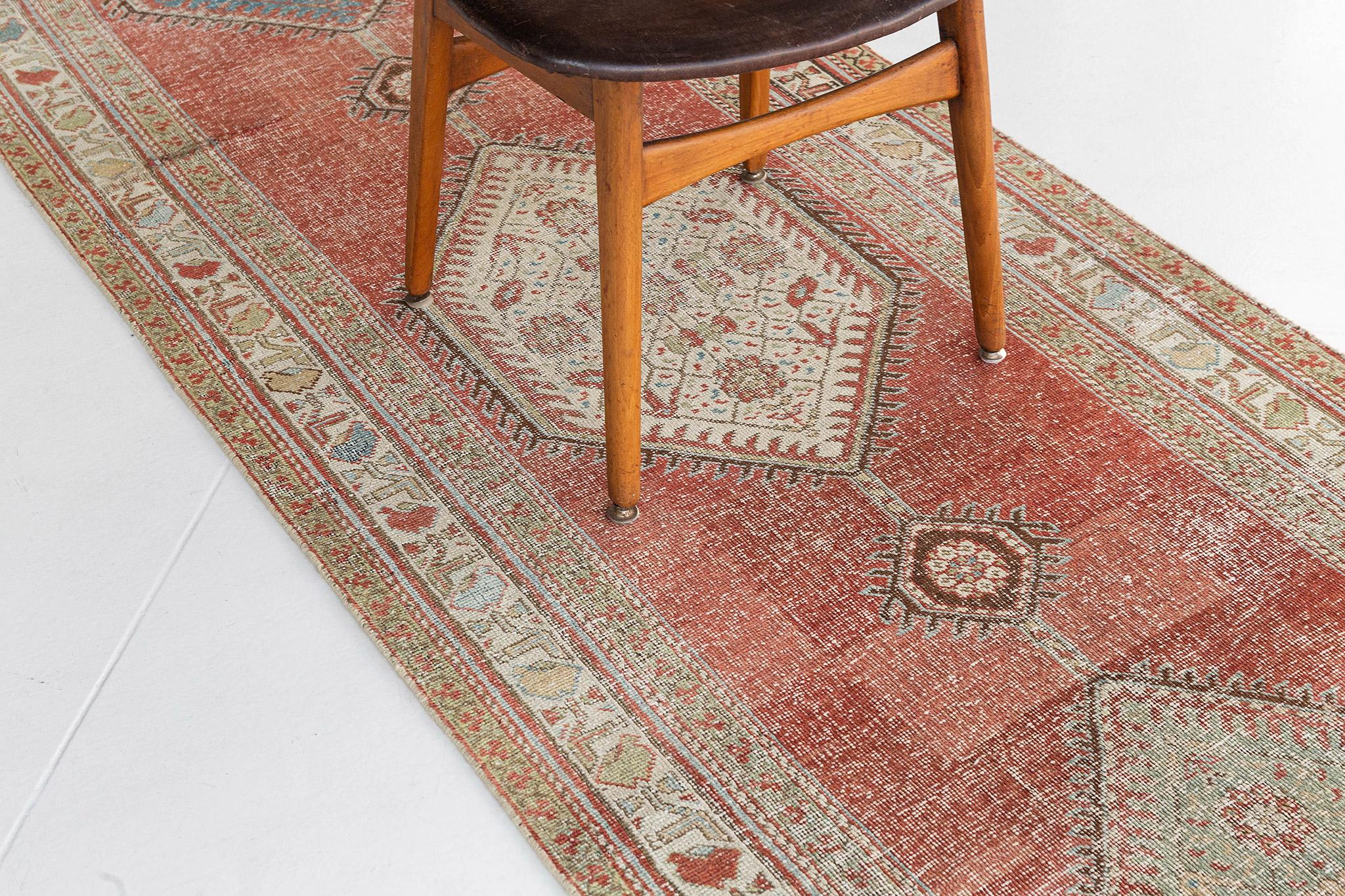 Hand-Knotted Antique Persian Bidjar Runner 26465 For Sale