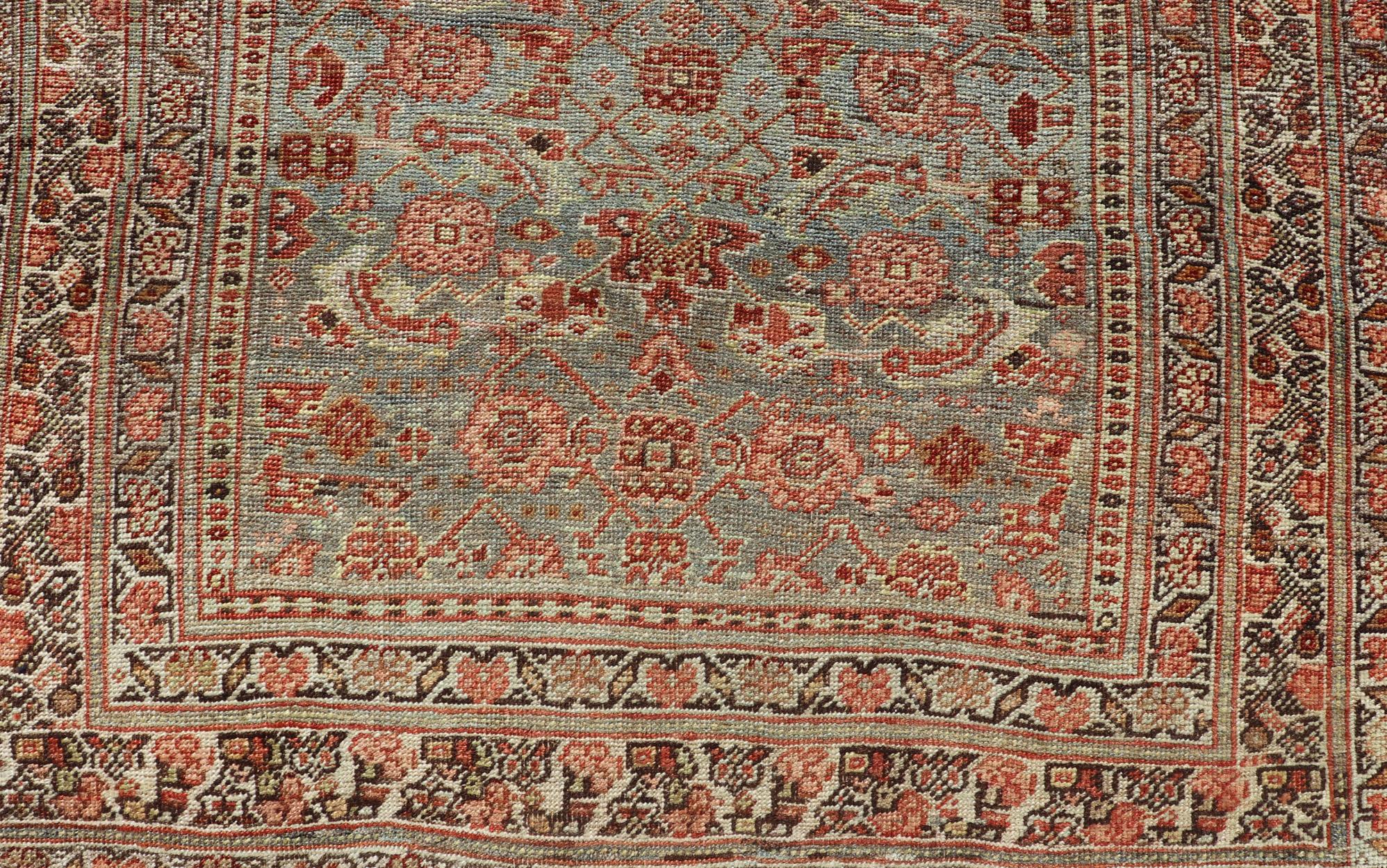 Antique Persian Bidjar Runner, rug EMB-9575-P13088, country of origin / type: Persian / Bidjar, circa Early-20th Century.

Measures: 3'10'' x 18'0''

This stunning antique Bidjar rug (circa 1900s) features an all-over design featuring Herati