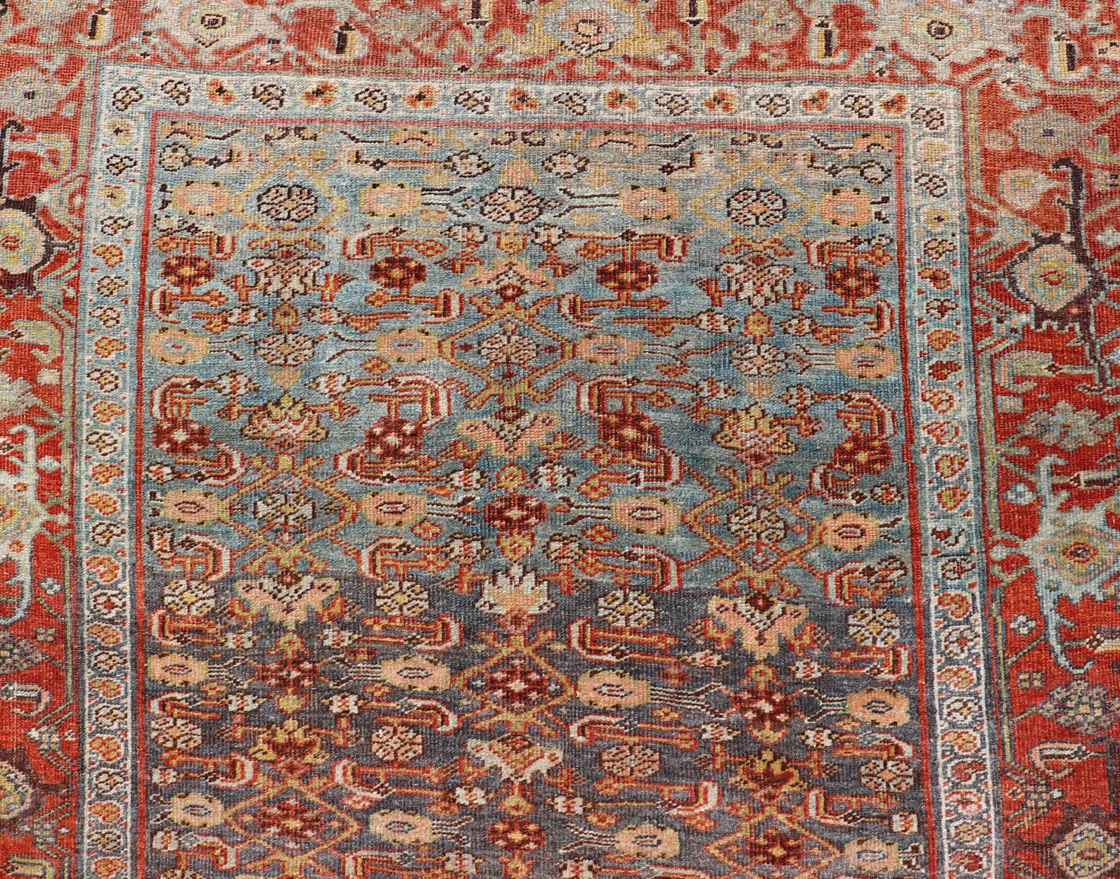 Antique Persian Bidjar Short Gallery Rug with All-Over Sub-Geometric Design For Sale 4