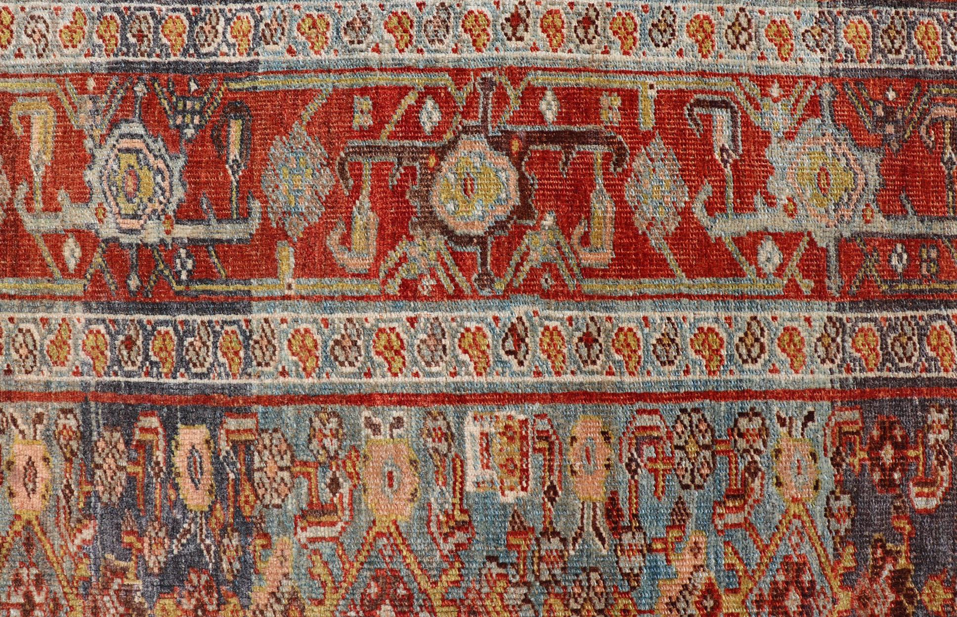 Antique Persian Bidjar Short Gallery Rug with All-Over Sub-Geometric Design For Sale 7