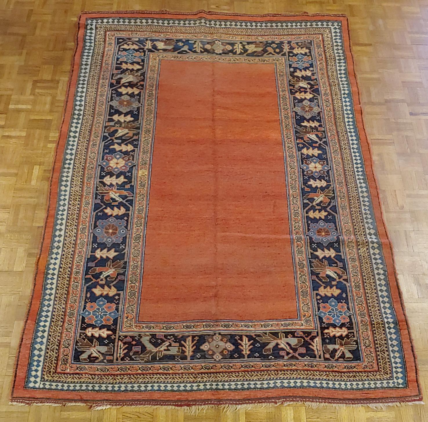 Woven Antique Persian Bidjar, Solid All-Over Design Rust Field, Wool, Room Size, 1895 For Sale