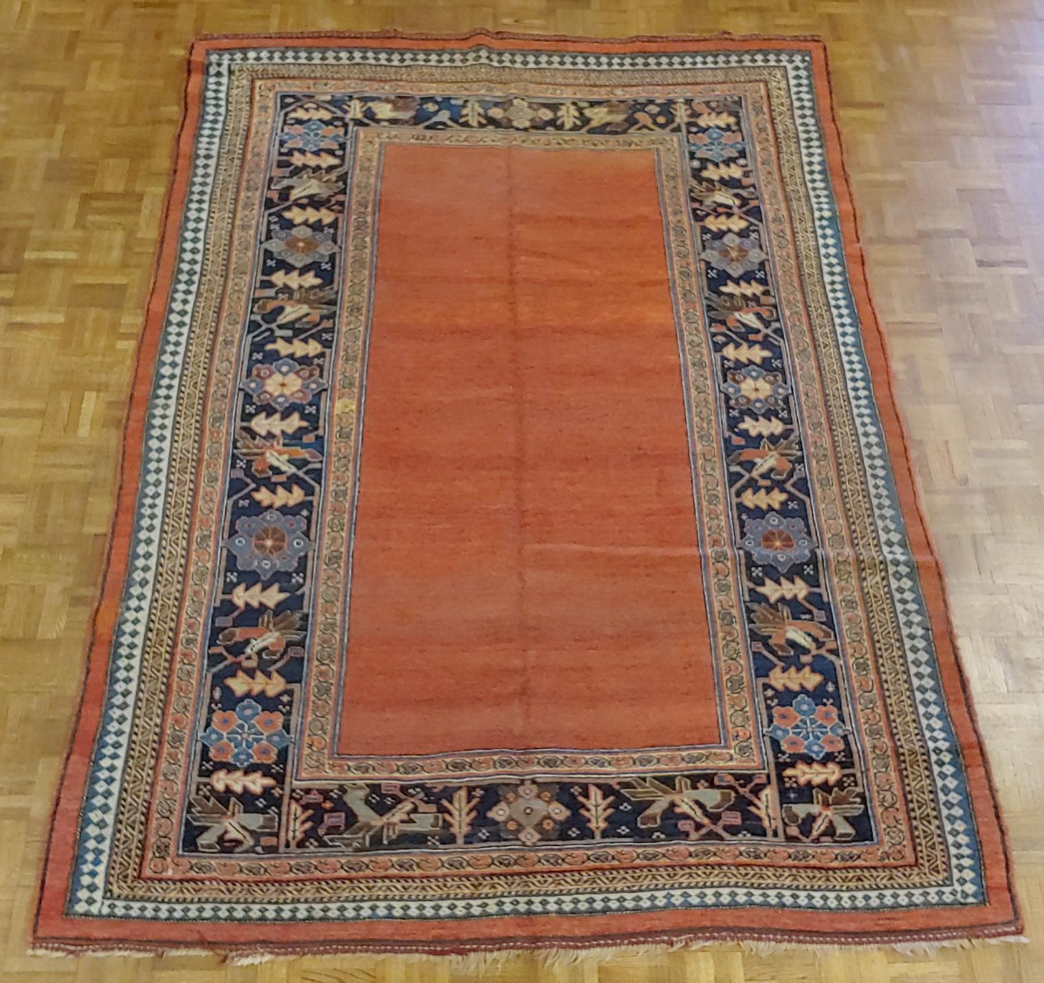 Antique Persian Bidjar, Solid All-Over Design Rust Field, Wool, Room Size, 1895 In Fair Condition For Sale In Williamsburg, VA