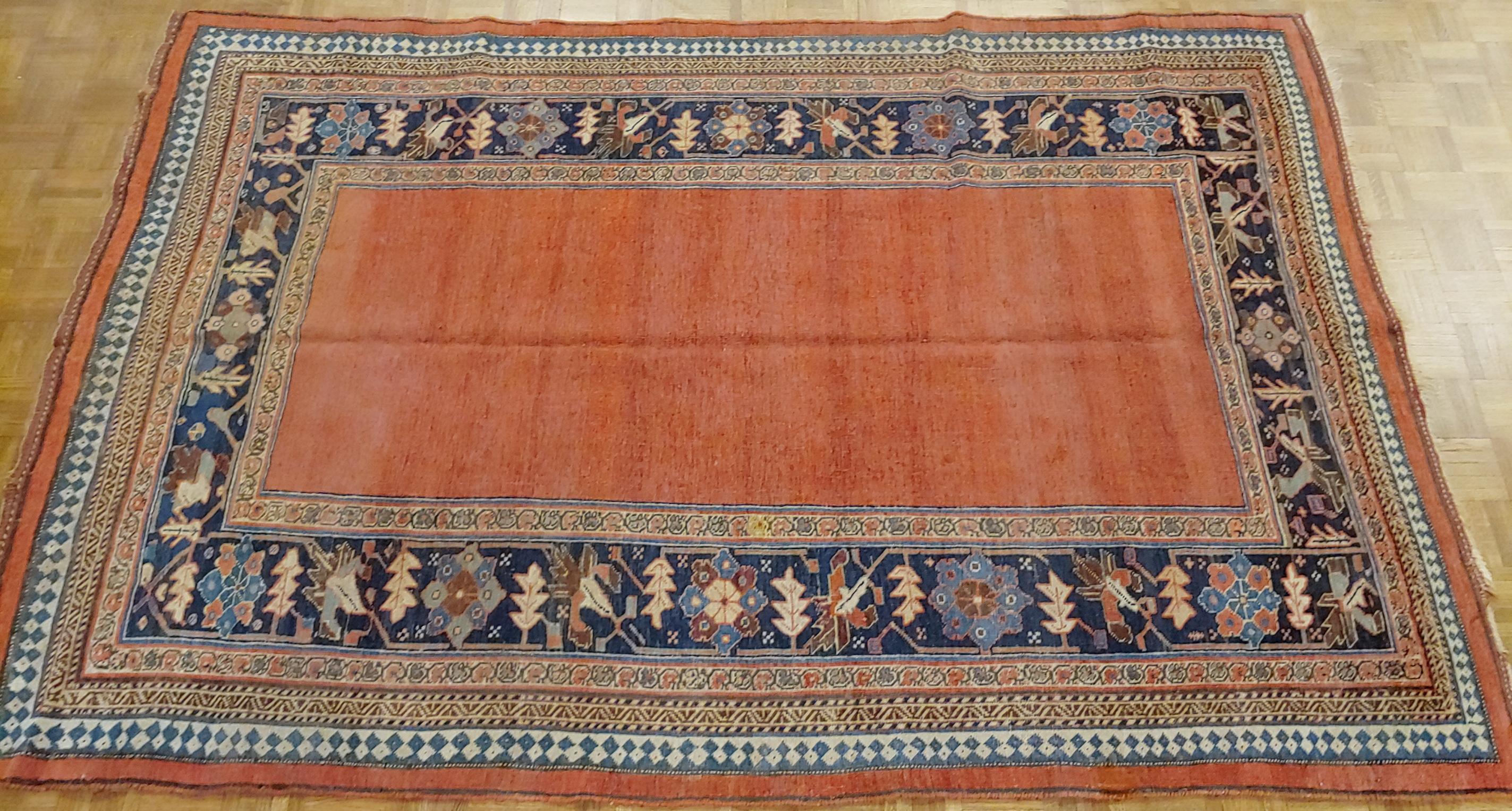 Antique Persian Bidjar, Solid All-Over Design Rust Field, Wool, Room Size, 1895 For Sale 1