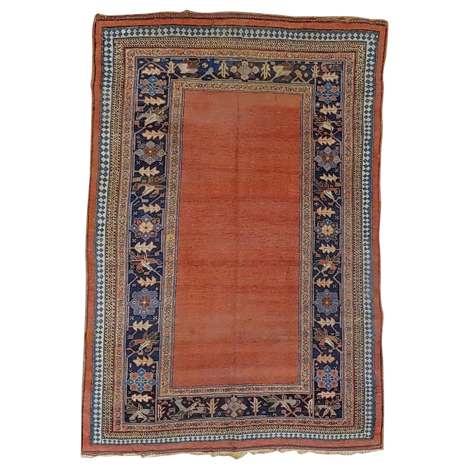 Antique Persian Bidjar, Solid All-Over Design Rust Field, Wool, Room Size, 1895 For Sale