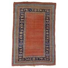 Antique Persian Bidjar, Solid All-Over Design Rust Field, Wool, Room Size, 1895