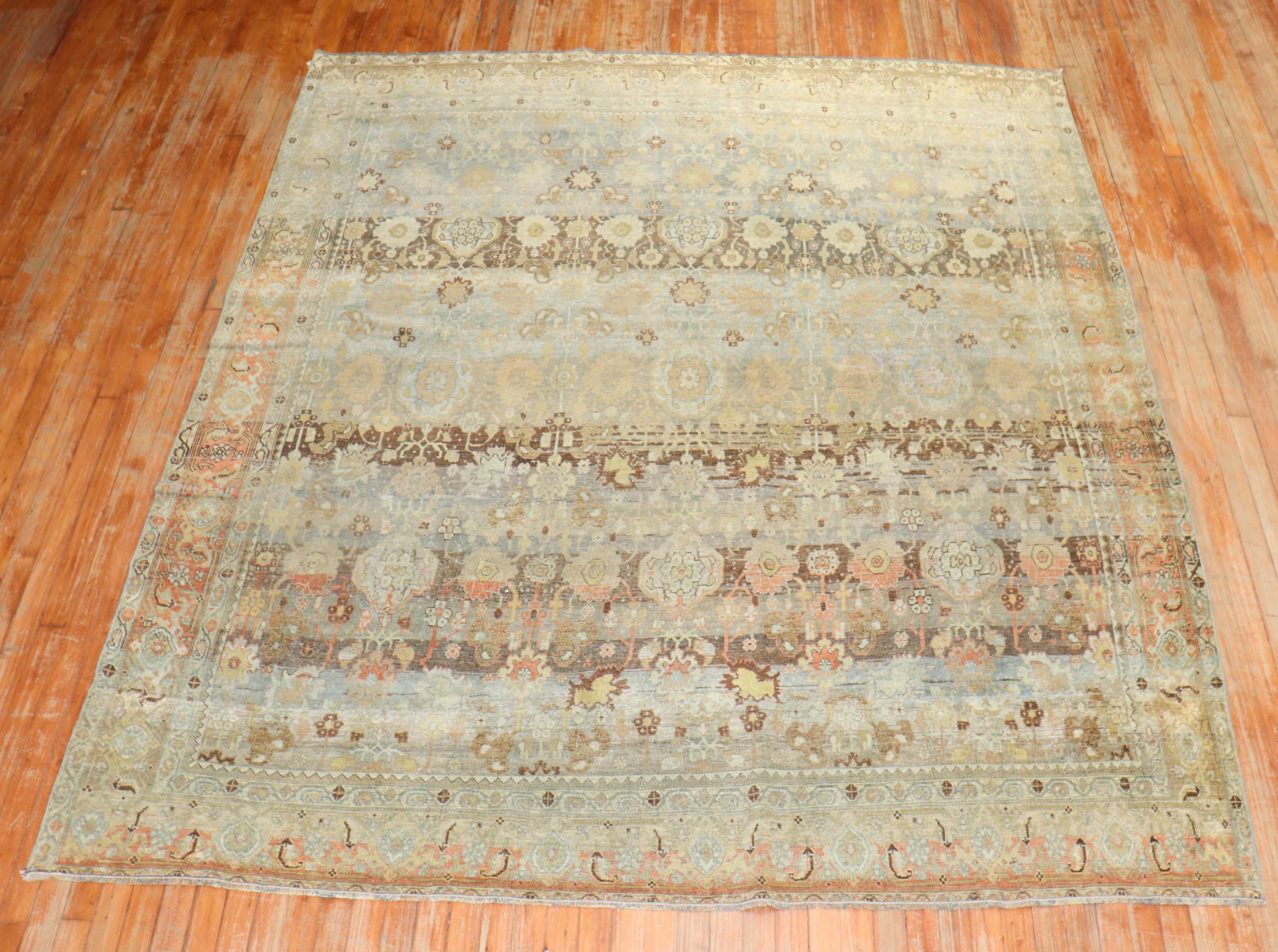 Malayer Antique Persian Bidjar Square Carpet For Sale