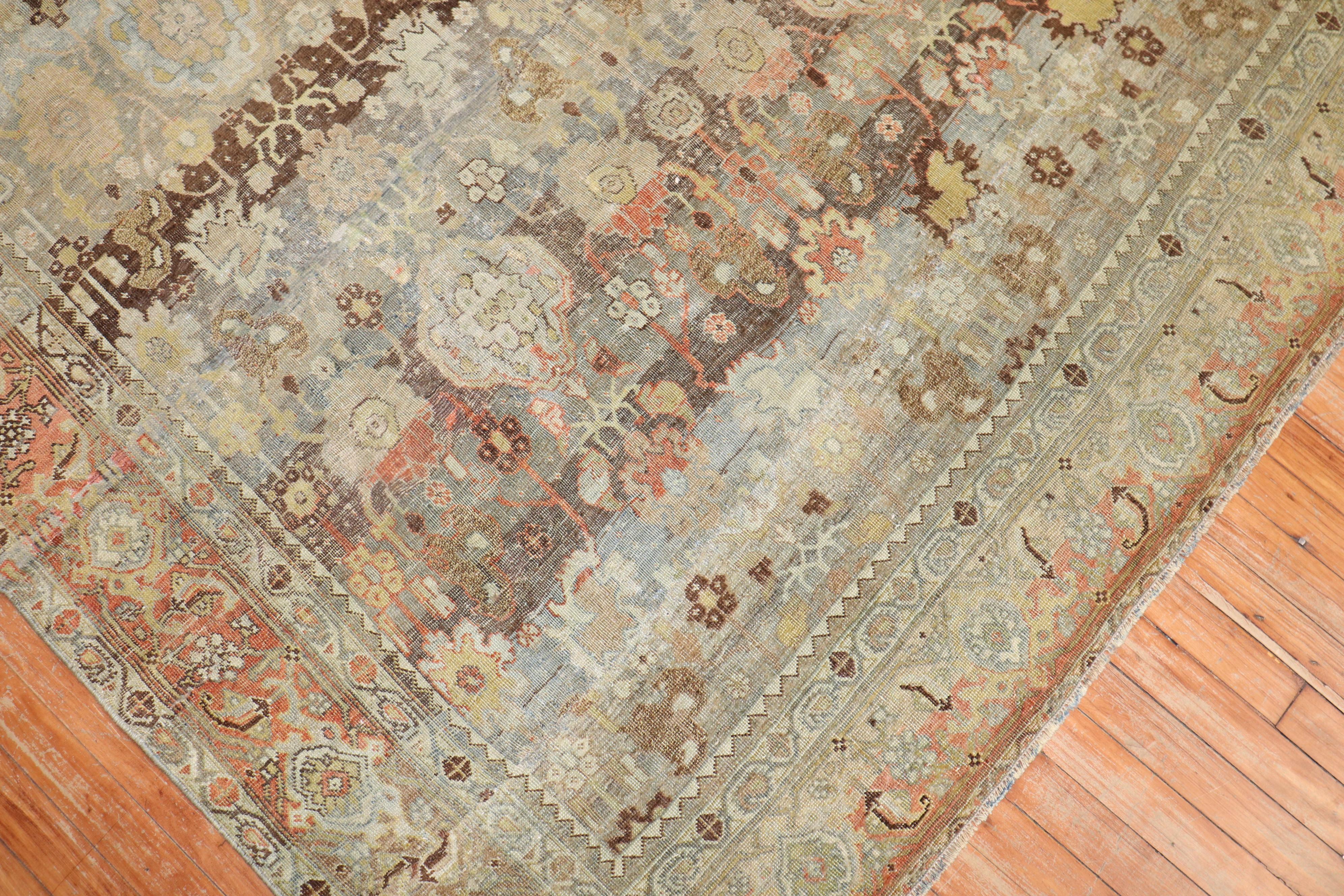 Wool Antique Persian Bidjar Square Carpet For Sale