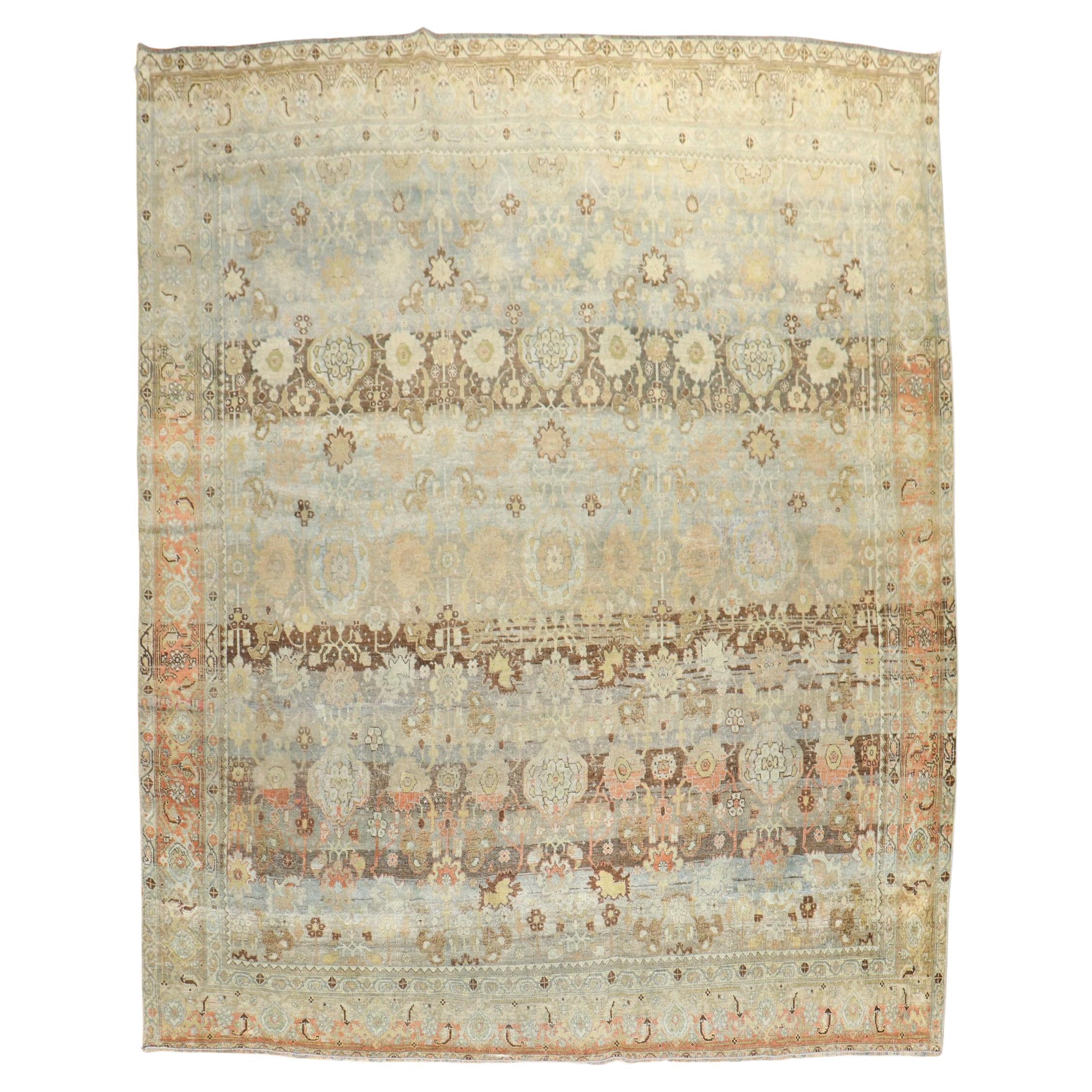 Antique Persian Bidjar Square Carpet