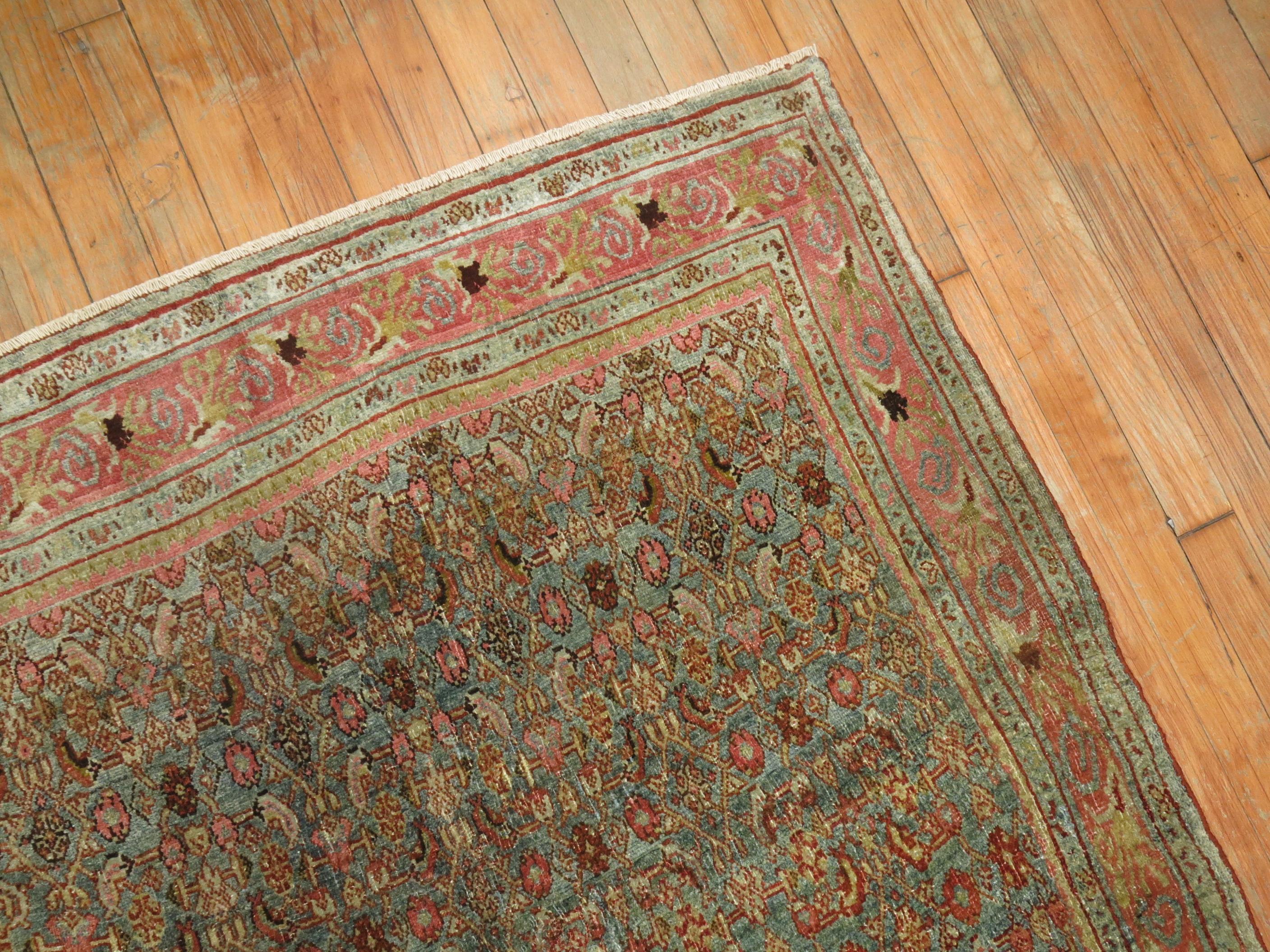 Hand-Knotted Antique Persian Bidjar Square Rug For Sale