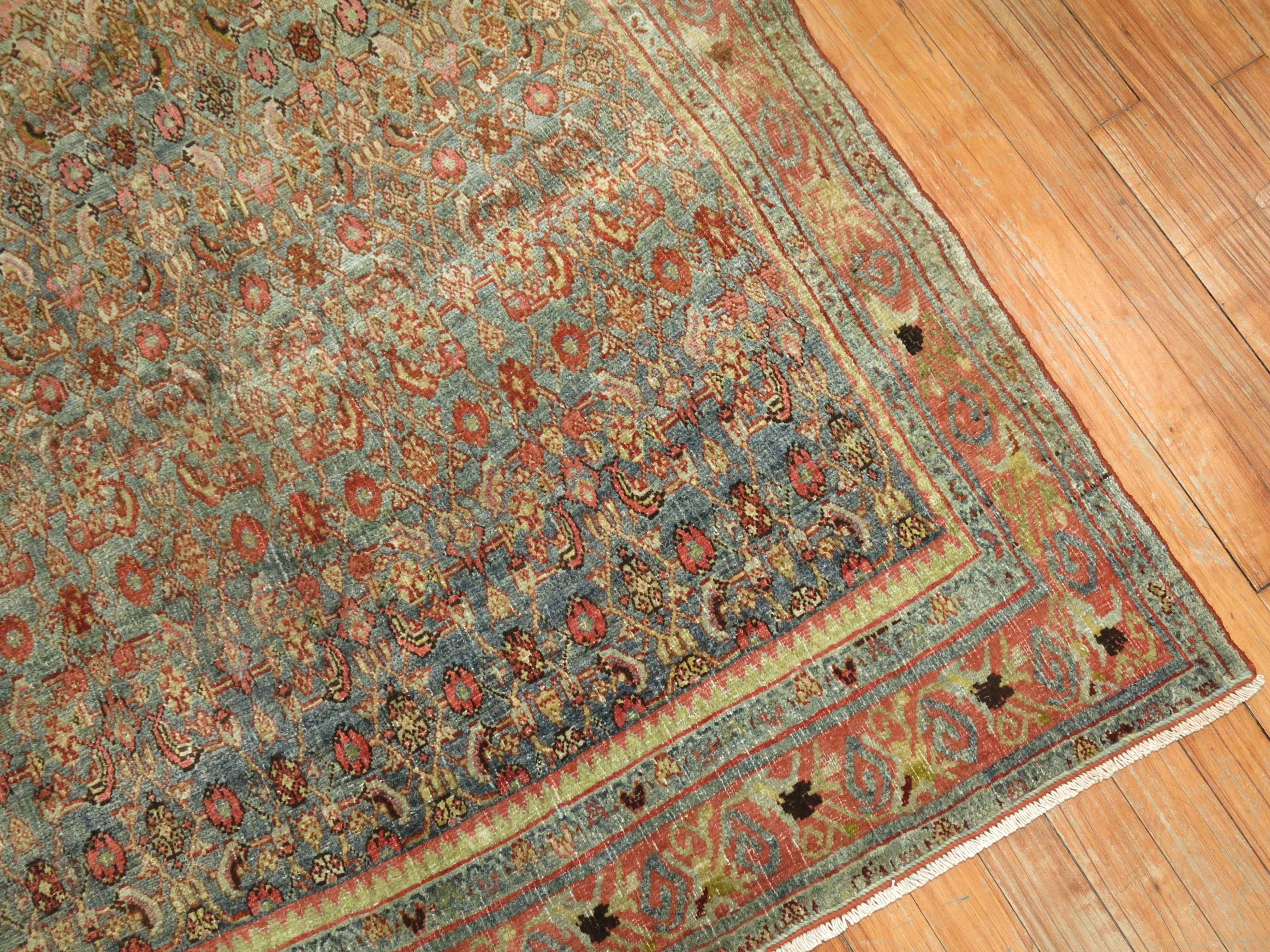 Wool Antique Persian Bidjar Square Rug For Sale