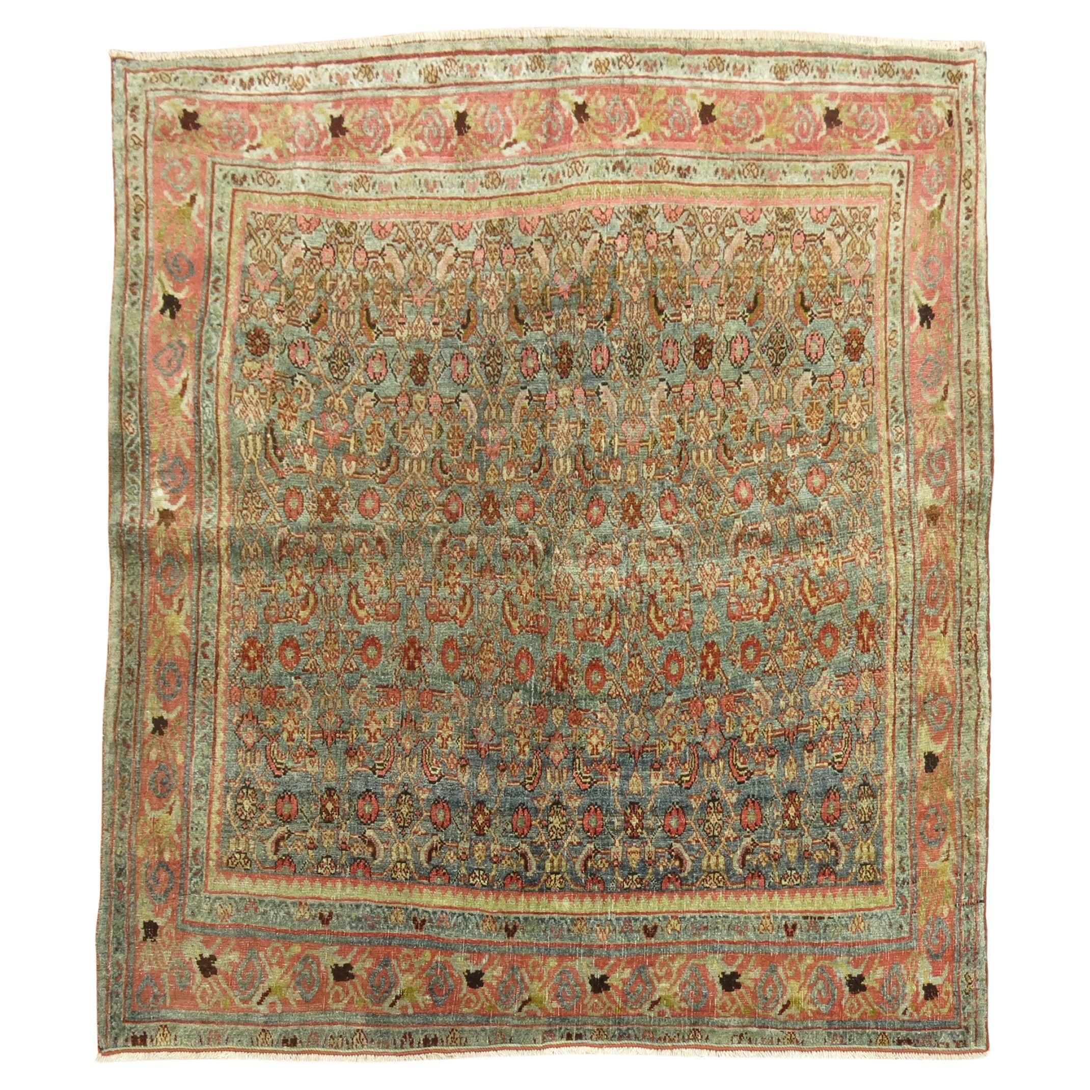 Antique Persian Bidjar Square Rug For Sale