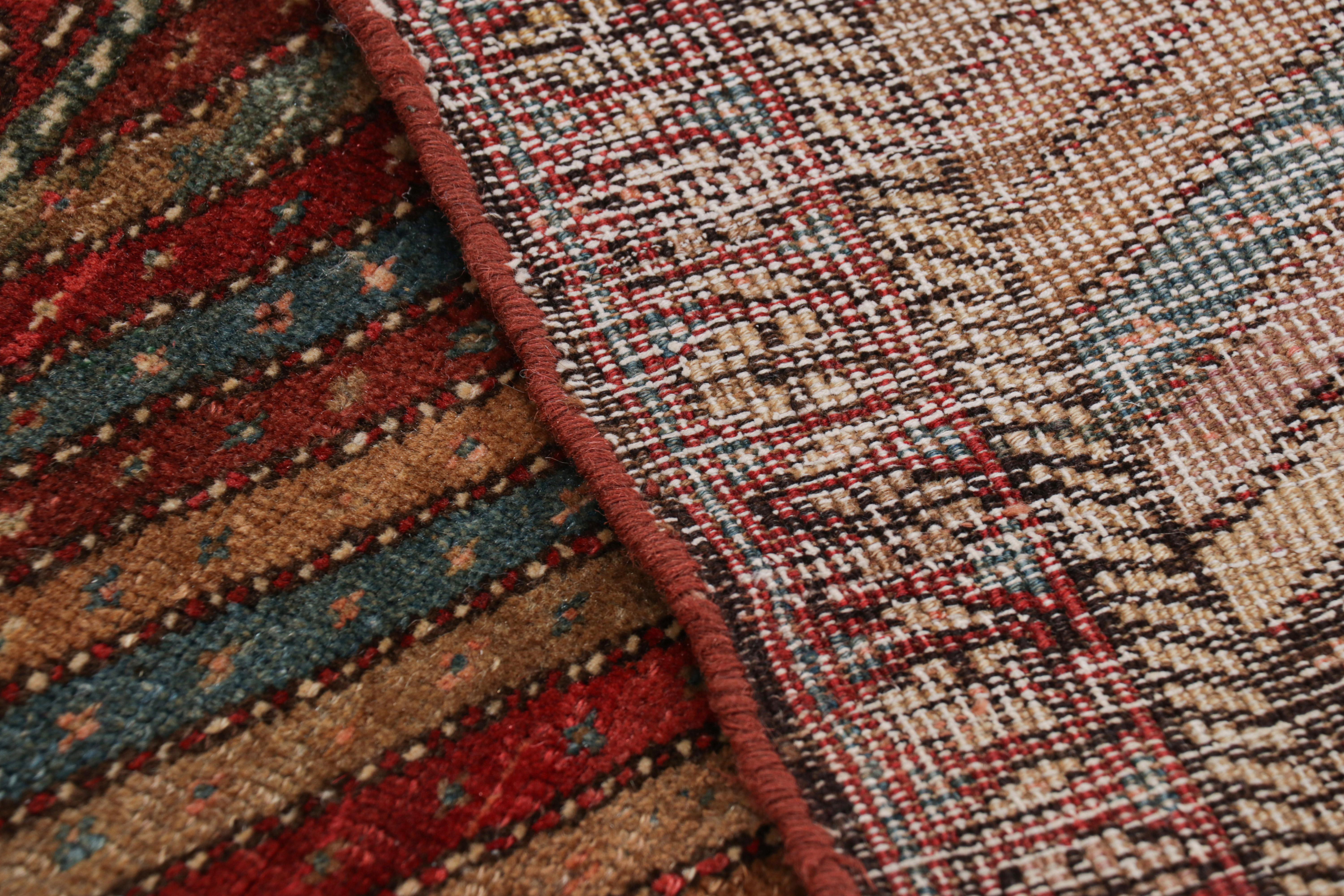 Antique Persian Bidjar Square Rug in Red with Striped Patterns, from Rug & Kilim For Sale 1