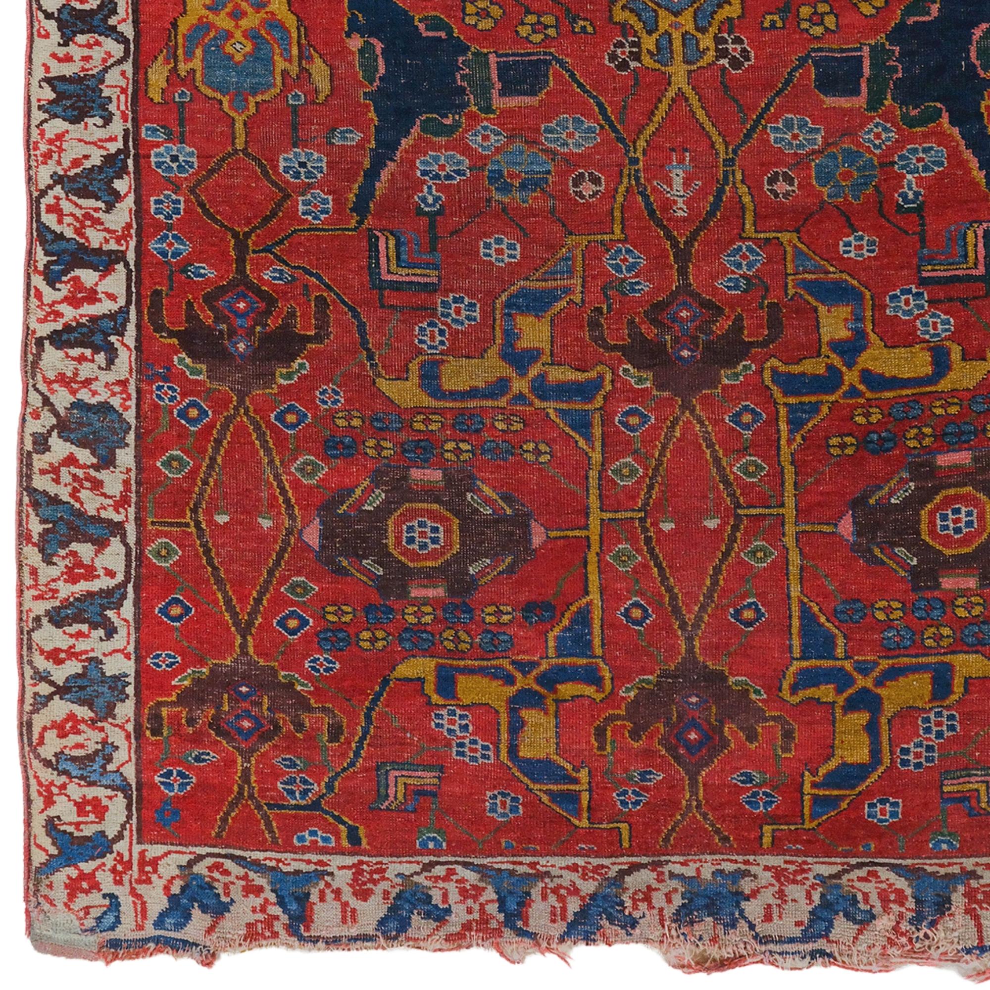 Dieser einzigartige antike Bidjar-Wagireh-Teppich ist ein außergewöhnliches Beispiel der Webkunst aus der Region Kurdistan im Iran, das vom späten 19. Jahrhundert bis heute erhalten geblieben ist. Wagireh-Teppiche wurden häufig als Musterstücke zur